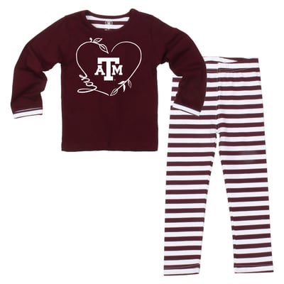  Texas A&M Aggies Wes & Willy Girls Toddler 2-Piece Long Sleeve Top and Pants Set - Maroon