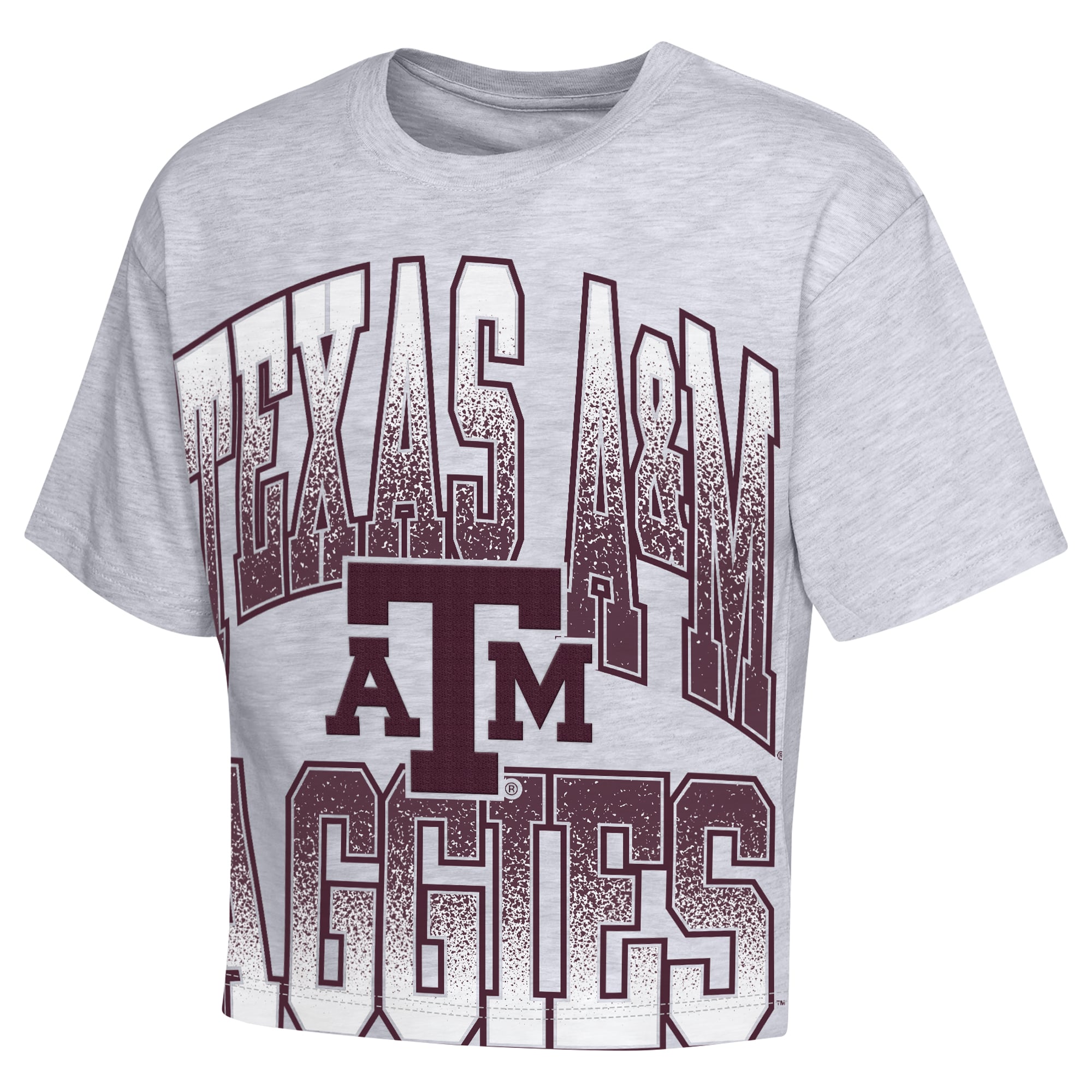 Girls Youth Outerstuff Heather Gray Texas A&M Aggies Big Team Energy Cropped Boxy T-Shirt