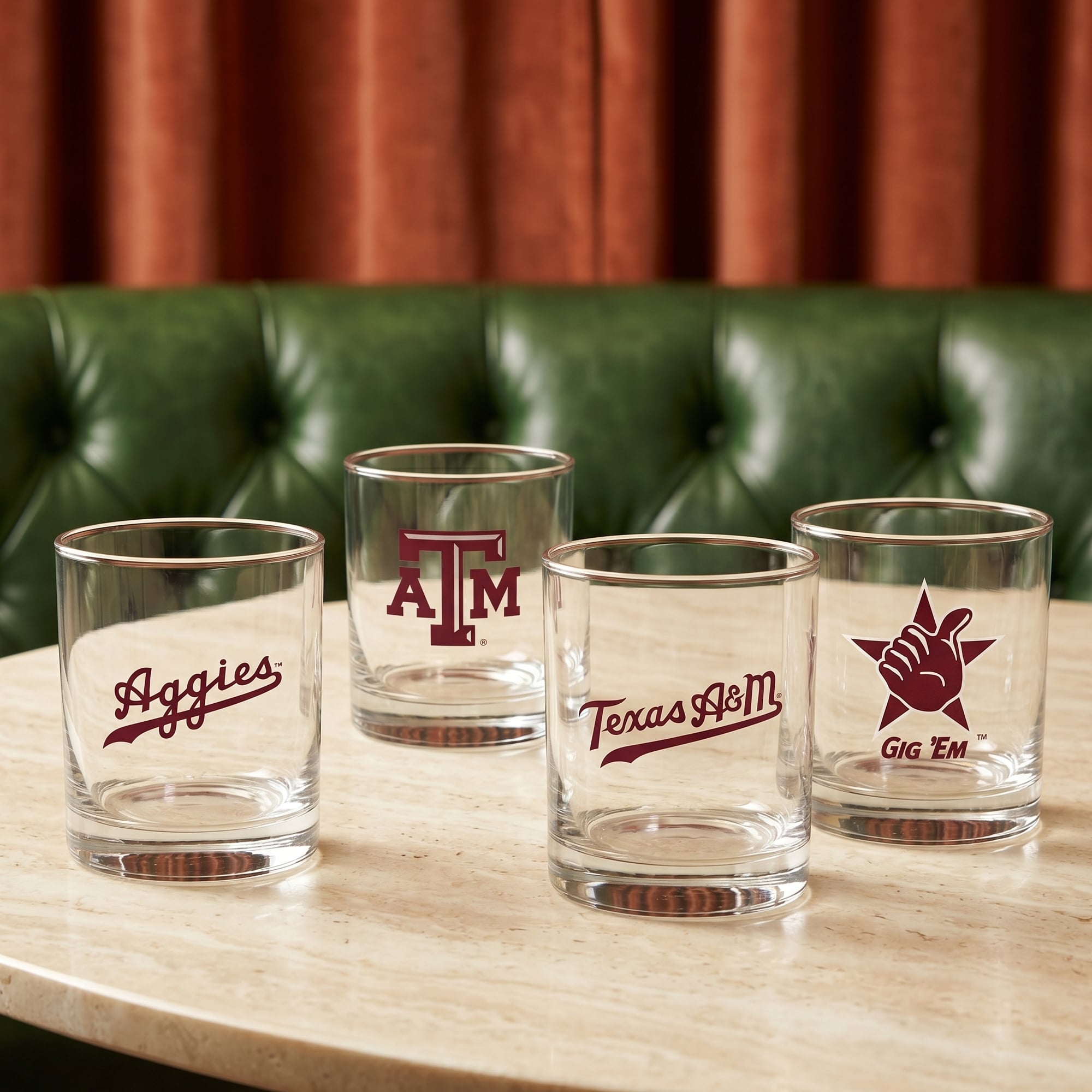 Coffret de 4 verres à whisky de collection Indigo Falls Texas A&M Aggies