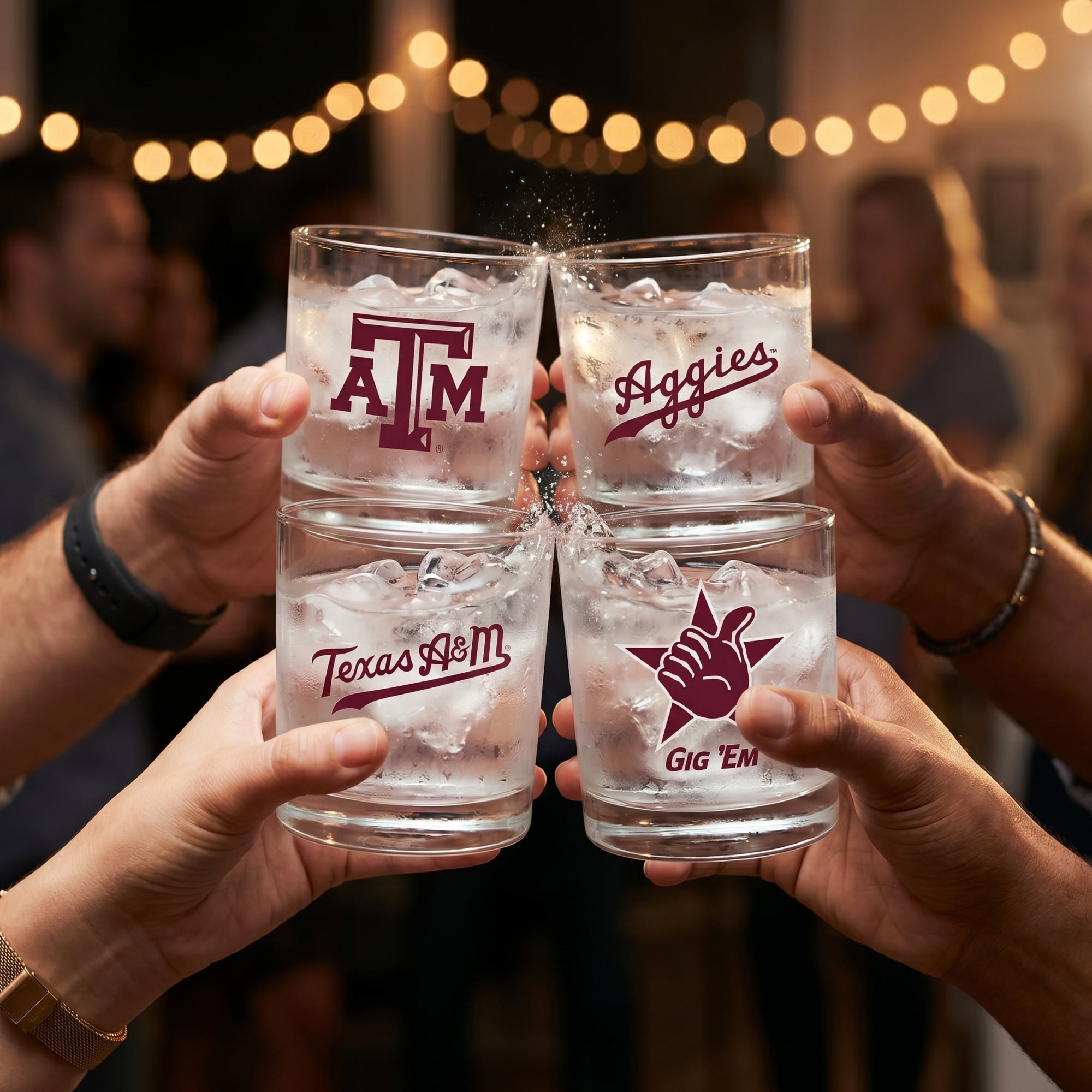 Coffret de 4 verres à whisky de collection Indigo Falls Texas A&M Aggies