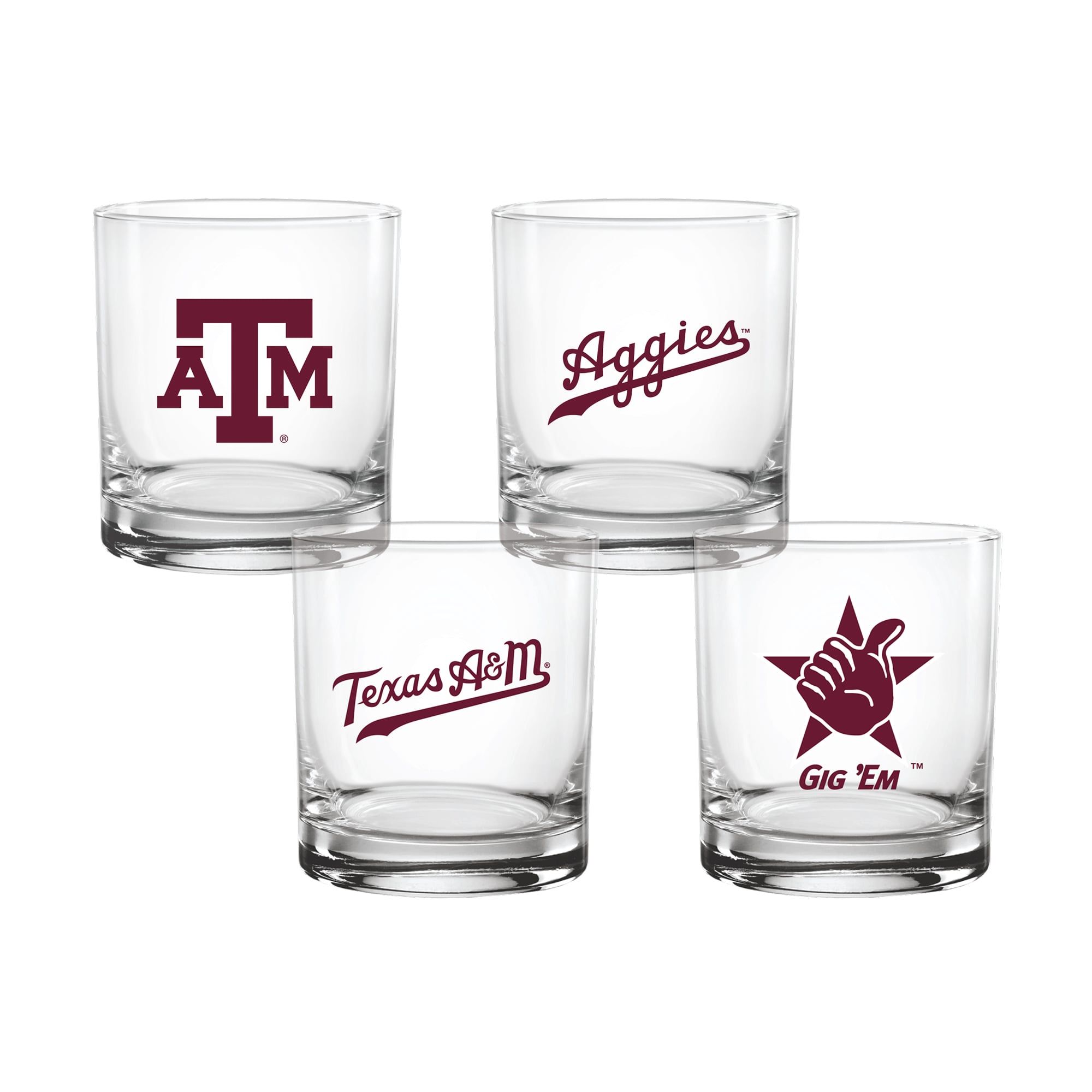 Coffret de 4 verres à whisky de collection Indigo Falls Texas A&M Aggies