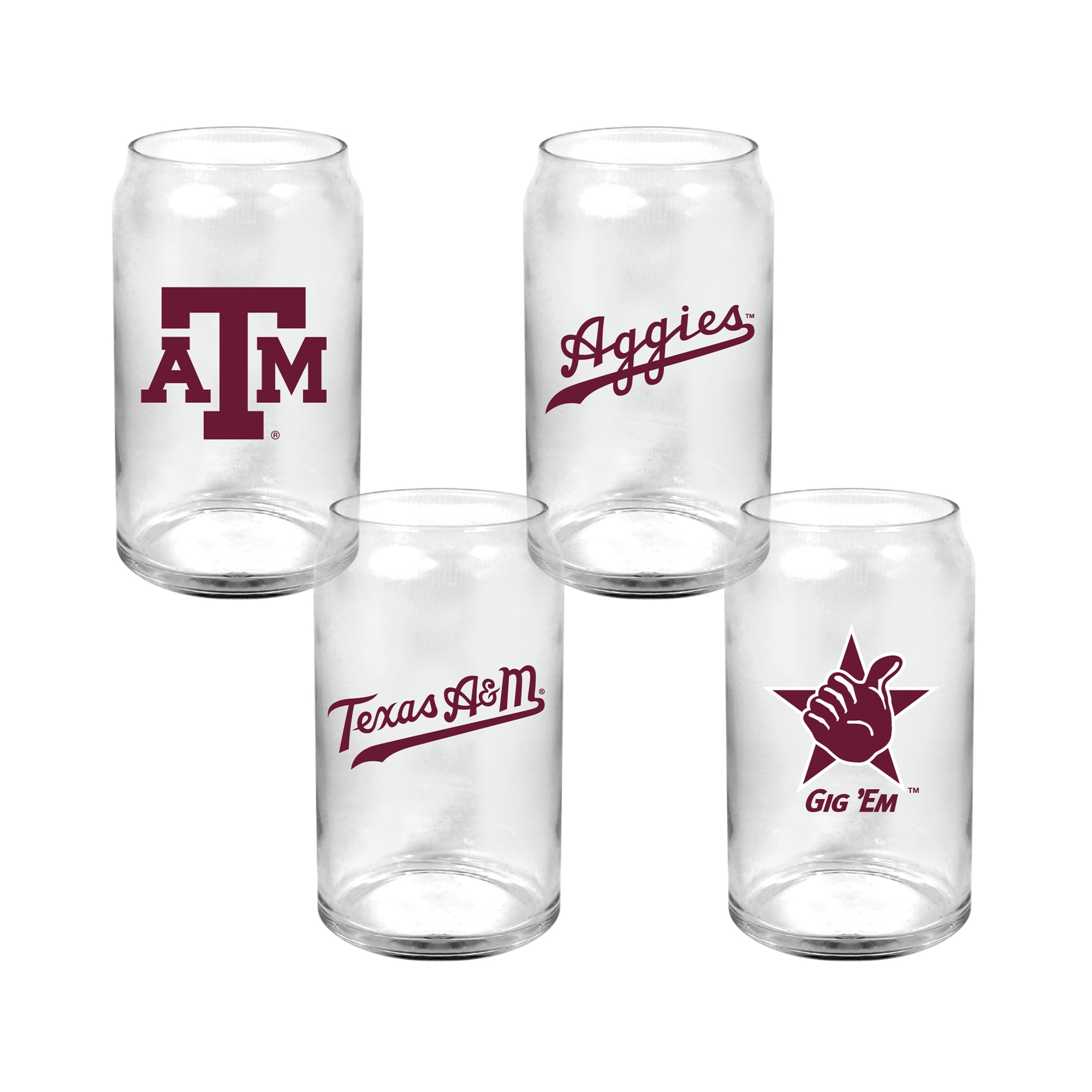 Ensemble de 4 canettes en verre Indigo Falls Texas A&M Aggies Core Collectors
