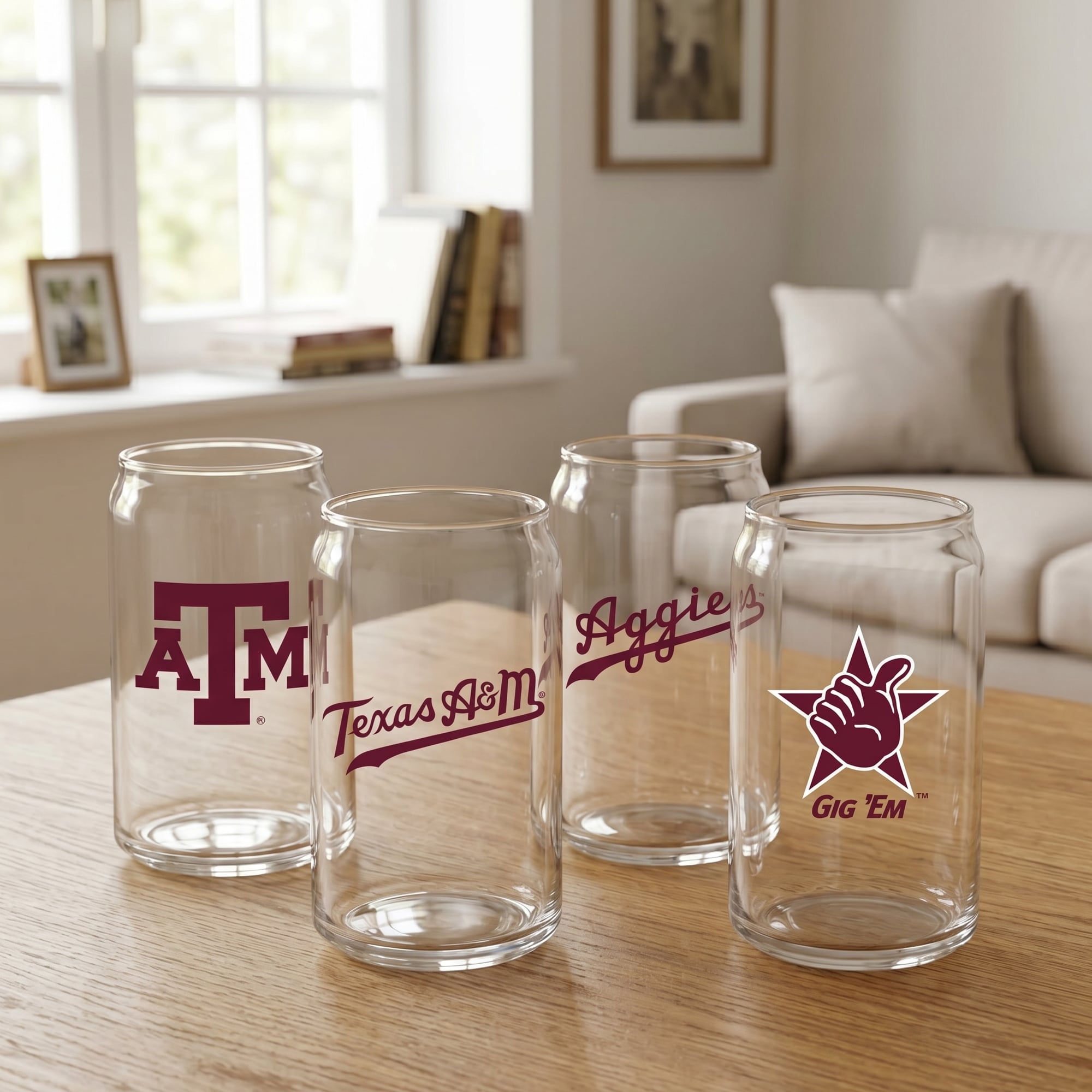 Ensemble de 4 canettes en verre Indigo Falls Texas A&M Aggies Core Collectors