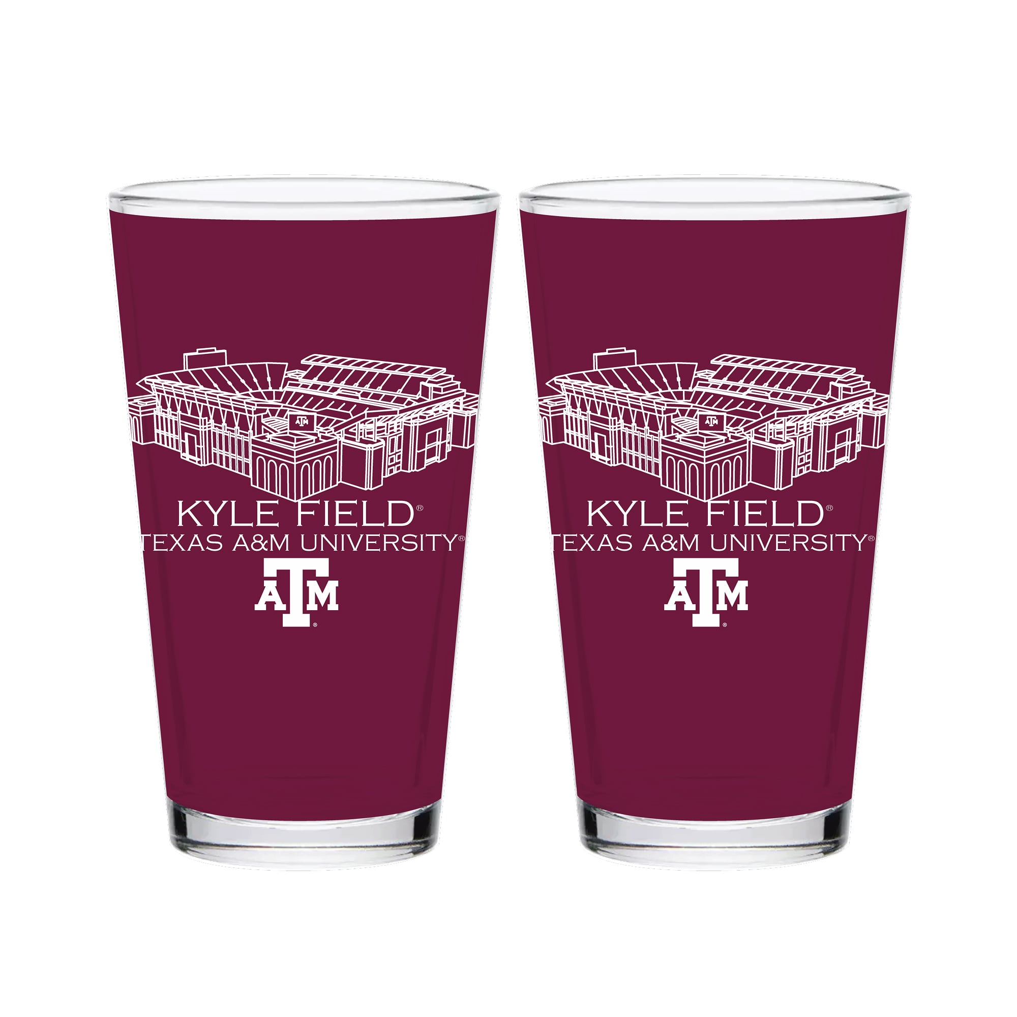 Pack de 2 verres à bière Indigo Falls Texas A&M Aggies Core Stadium