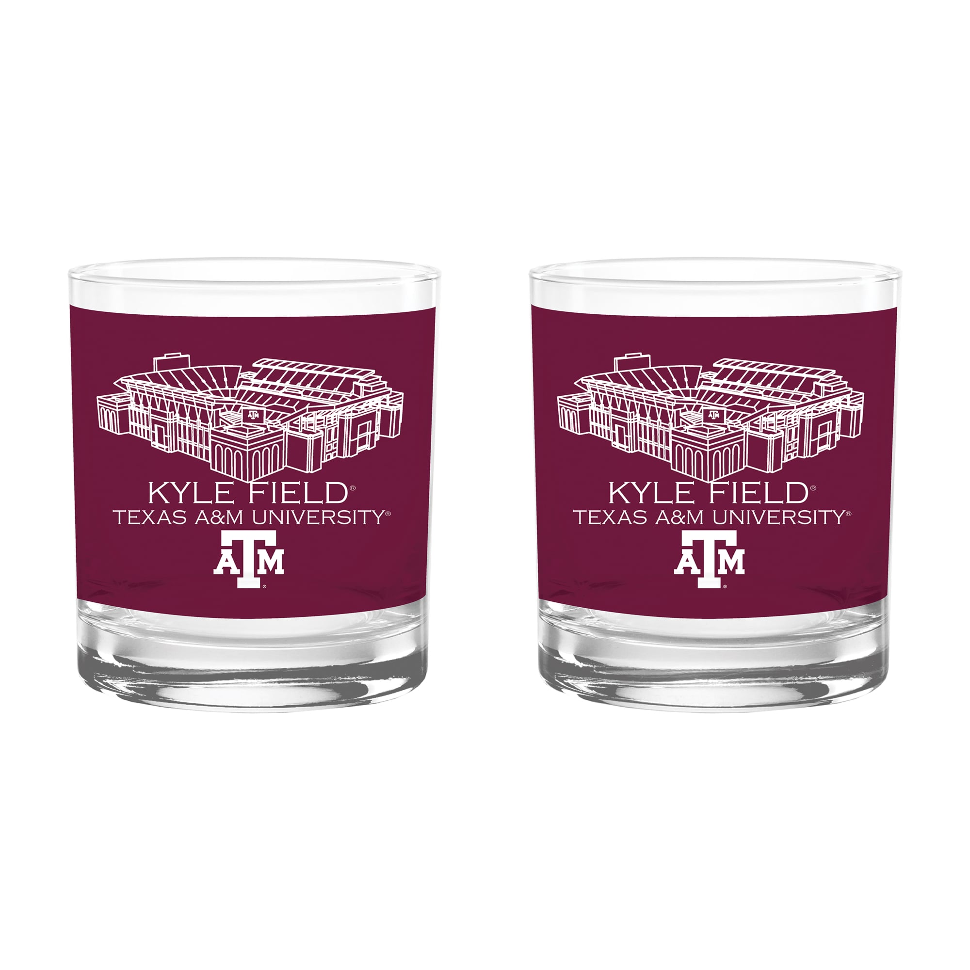 Pack de 2 verres à whisky Indigo Falls Texas A&M Aggies Core Stadium