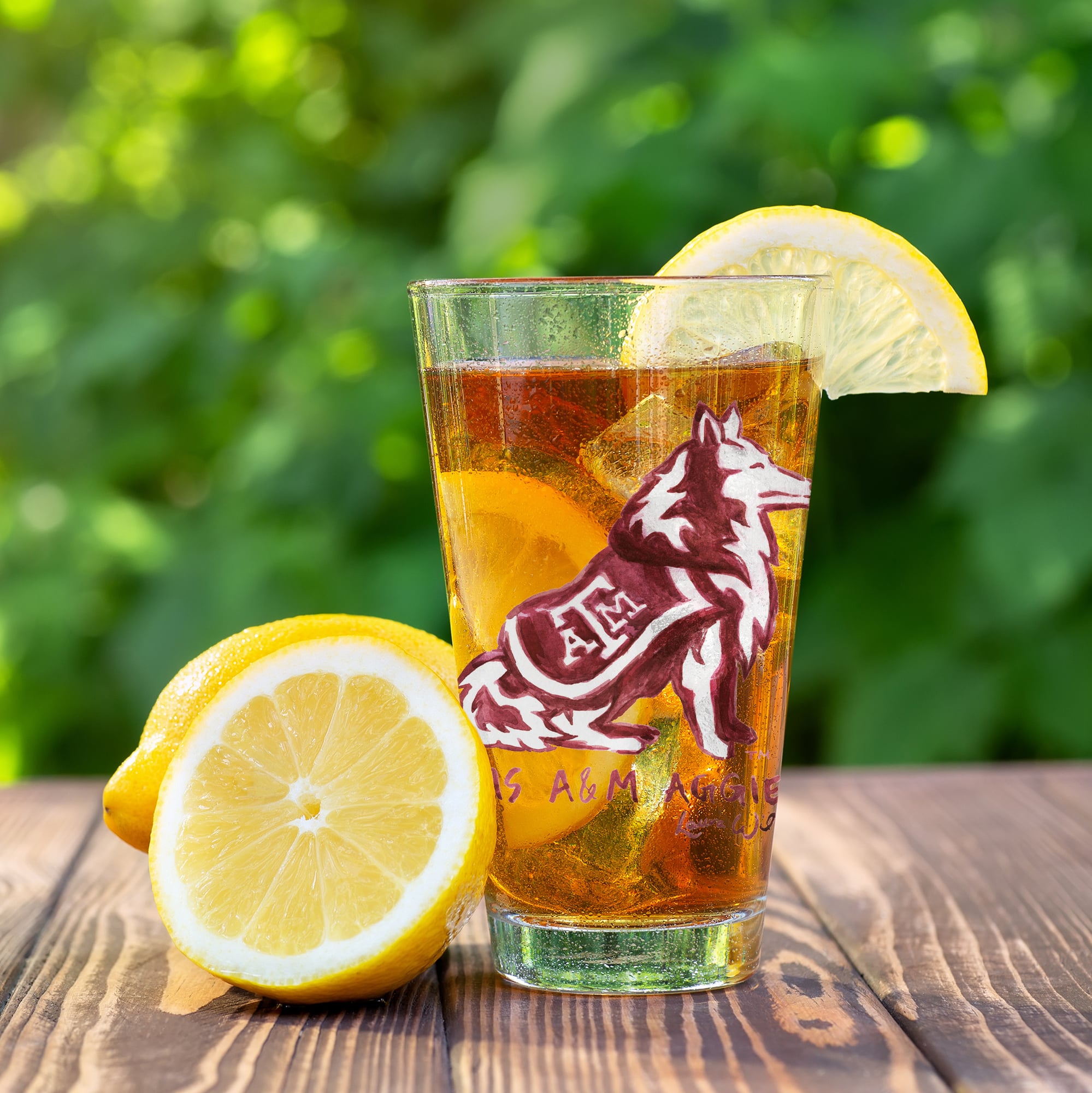 Ensemble de 2 verres à bière à l'effigie de Laura Wilcox, mascotte des Texas A&M Aggies, à Indigo Falls