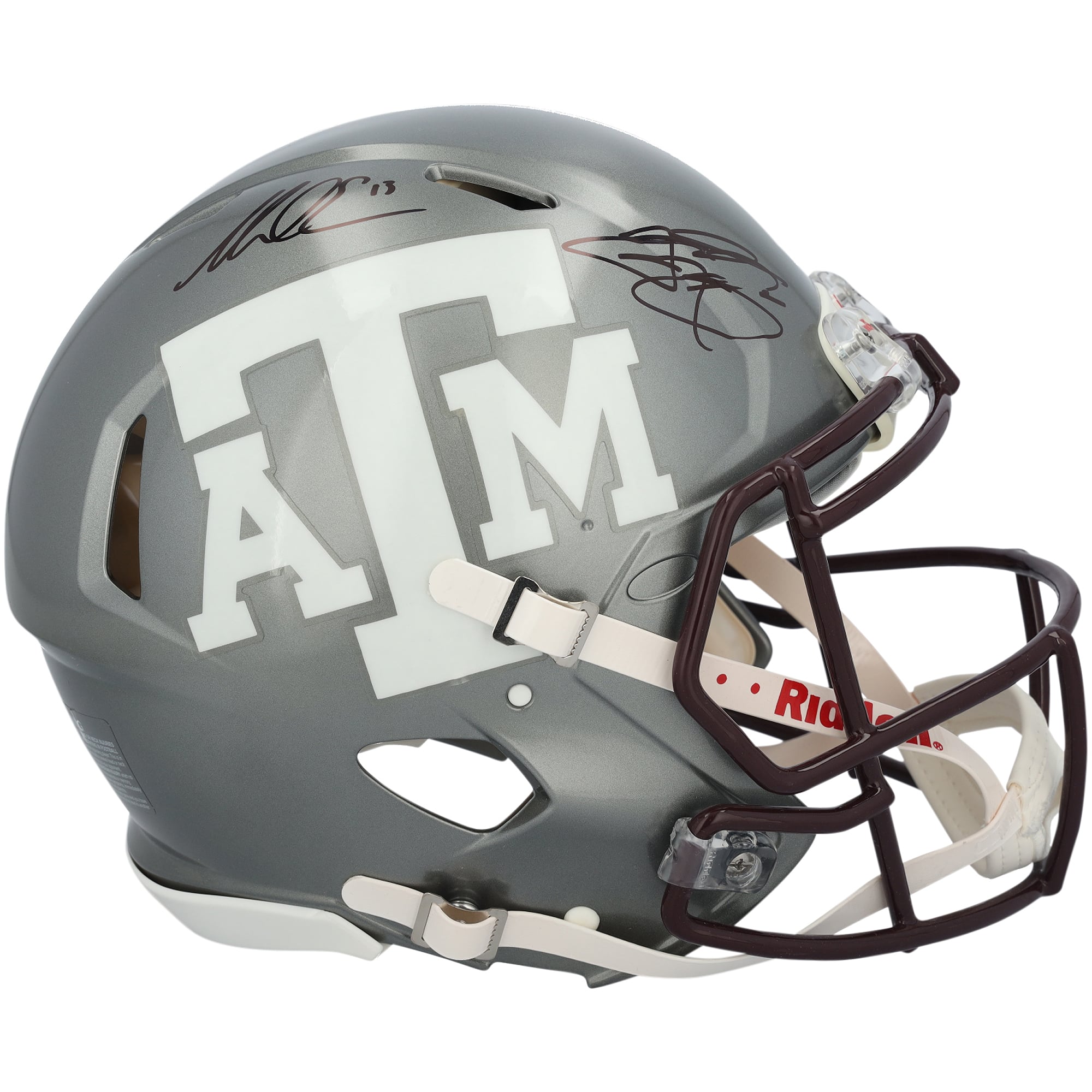 Casque Riddell Flash Speed ​​Authentic autographié par Johnny Manziel et Mike Evans, Texas A&M Aggies