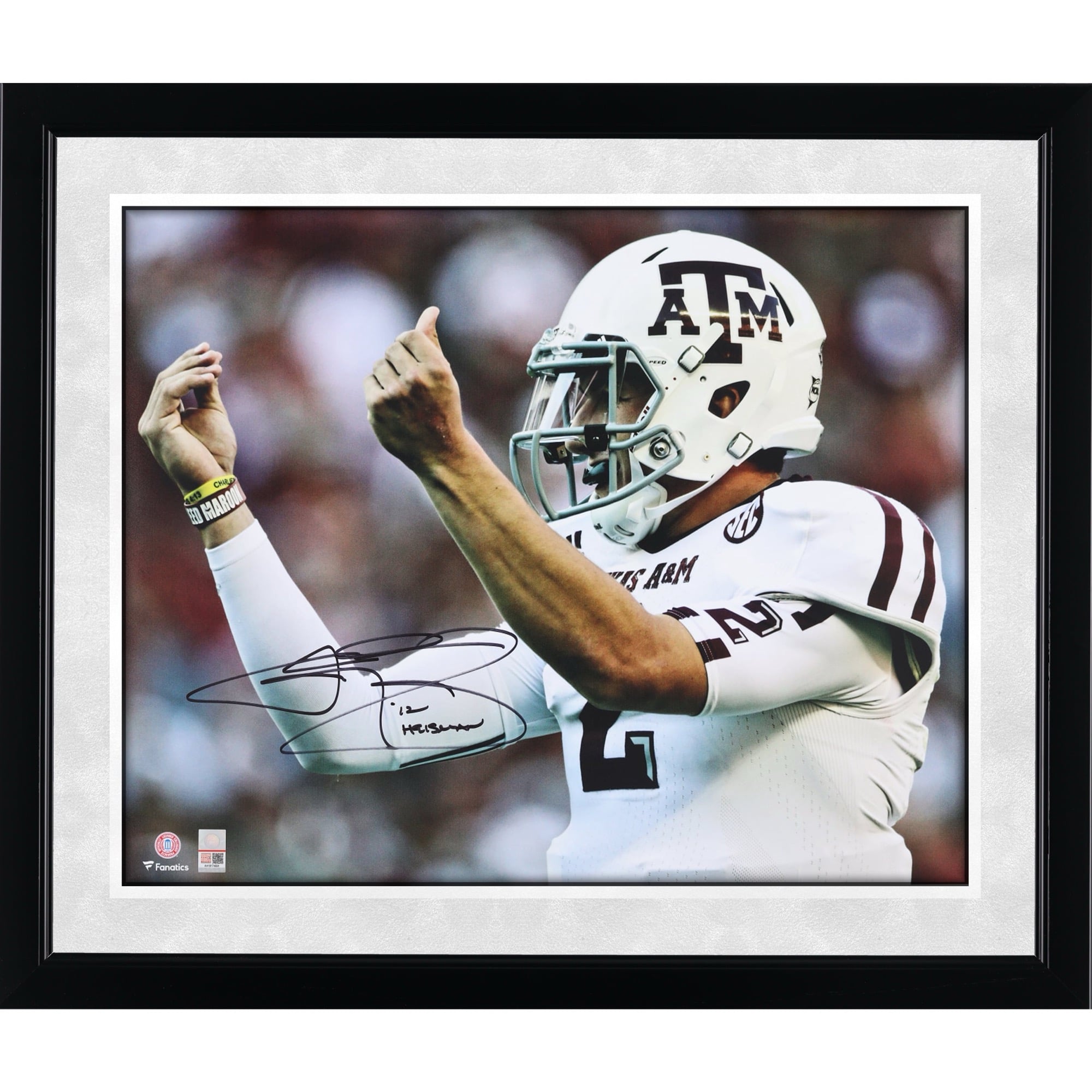 Johnny Manziel Texas A&M Aggies Autographed 16" x 20" Money Sign Celebration Photograph with "12 Heisman" Inscription