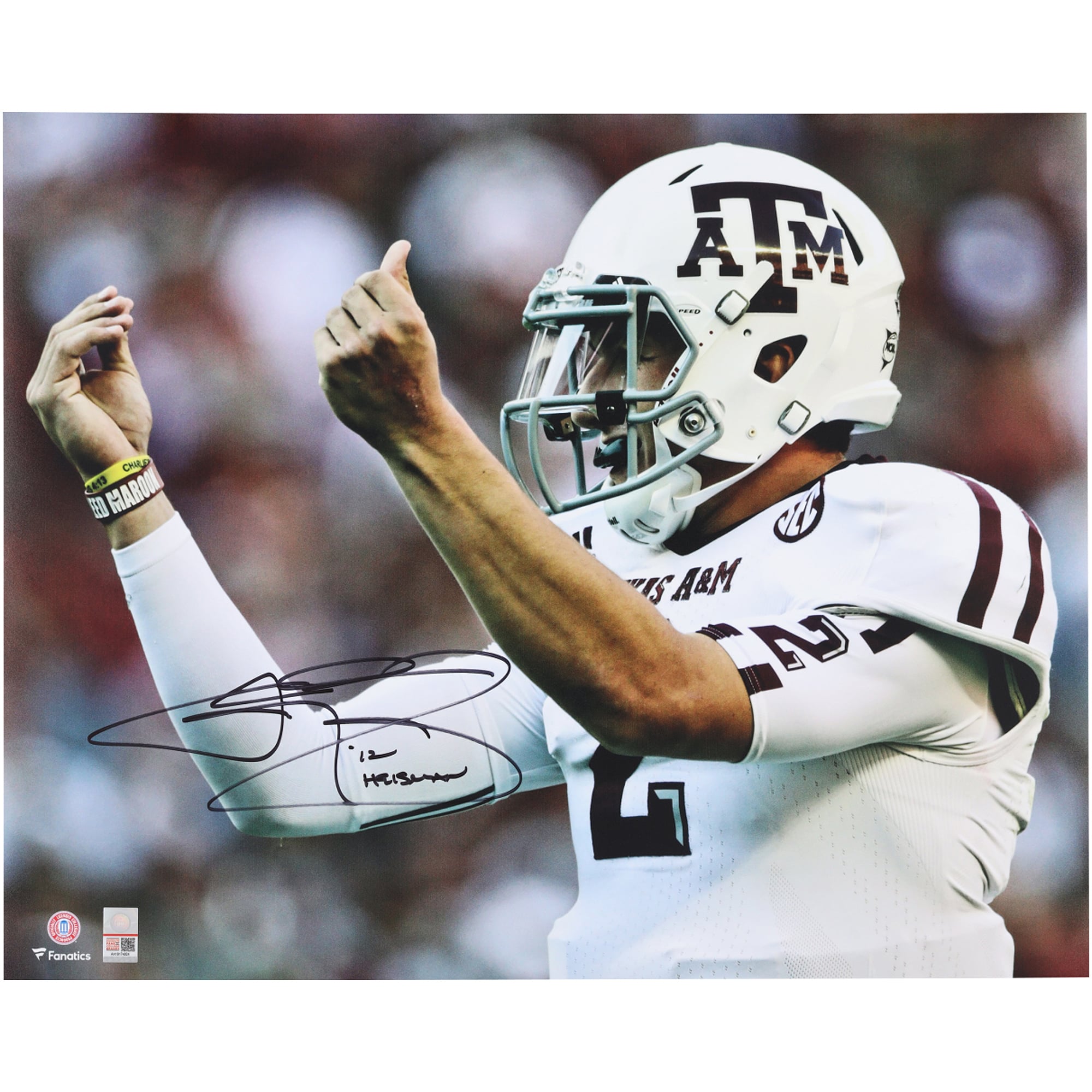 Johnny Manziel Texas A&M Aggies Autographed 16" x 20" Money Sign Celebration Photograph with "12 Heisman" Inscription
