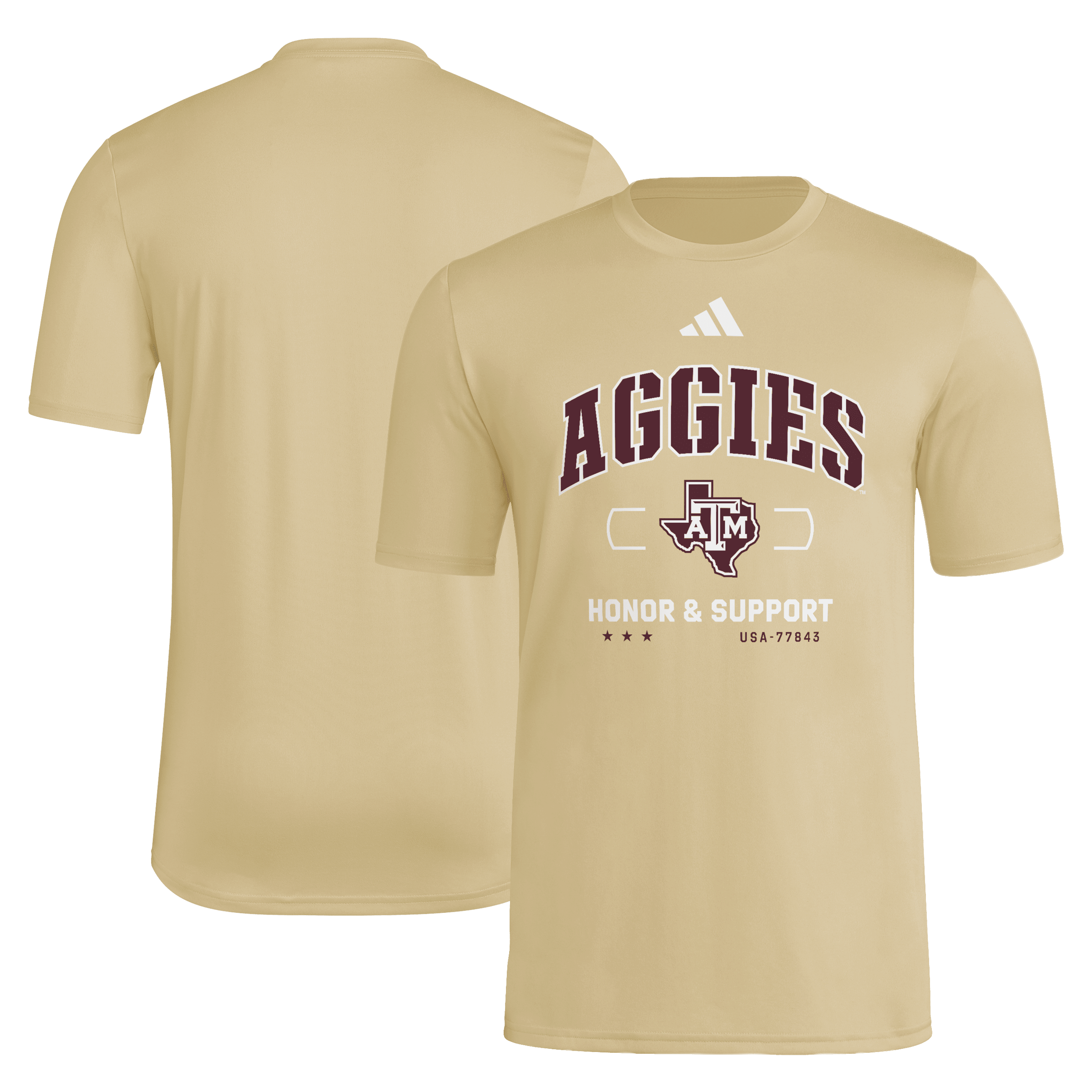 Men's adidas  Beige Texas A&M Aggies Honor & Support Pregame T-Shirt