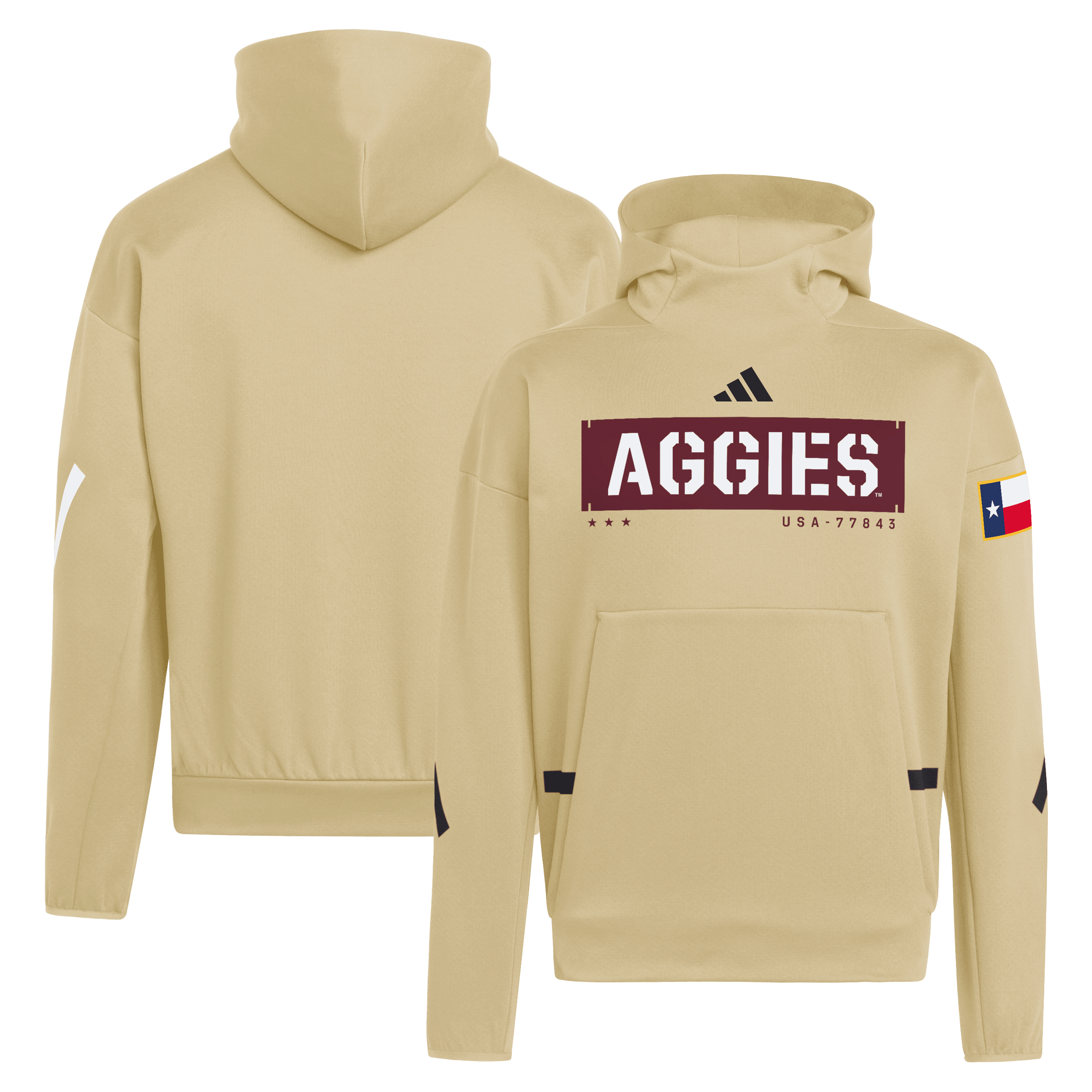 Men's adidas  Beige Texas A&M Aggies Honor & Support Z.N.E. Hoodie