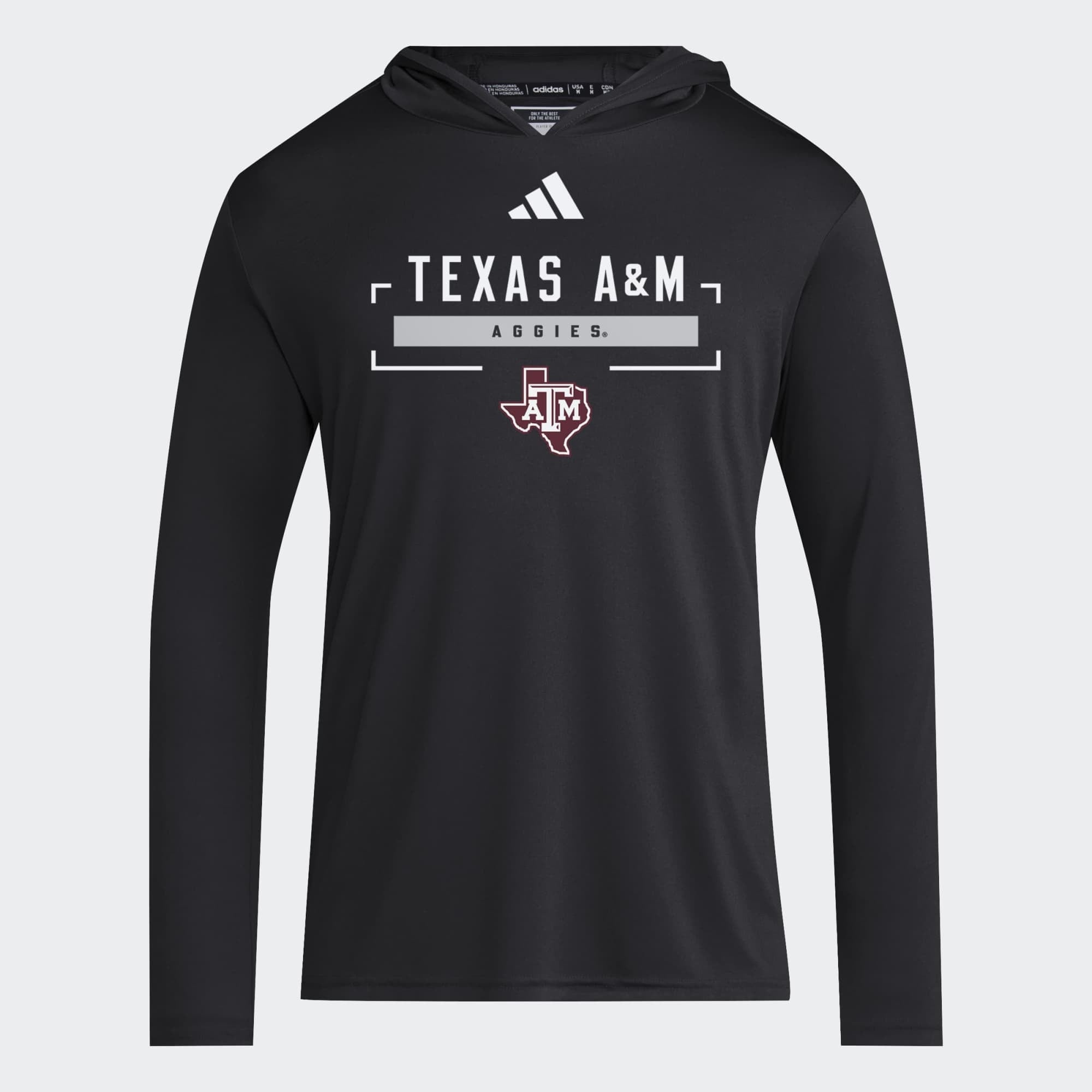 Men's adidas Black Texas A&M Aggies D4T Long Sleeve Hooded T-Shirt