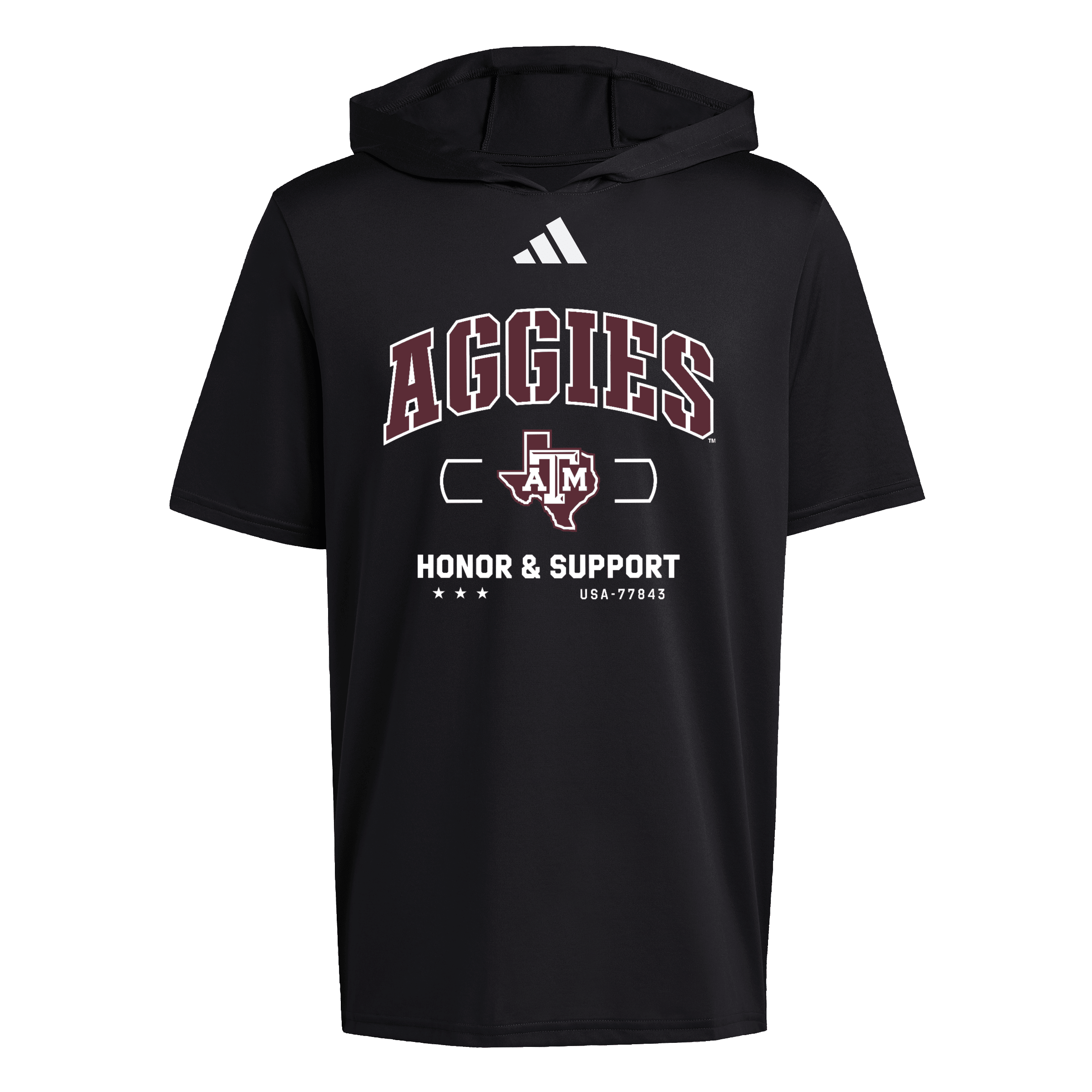 Men's adidas  Black Texas A&M Aggies Honor & Support D4T Hooded T-Shirt