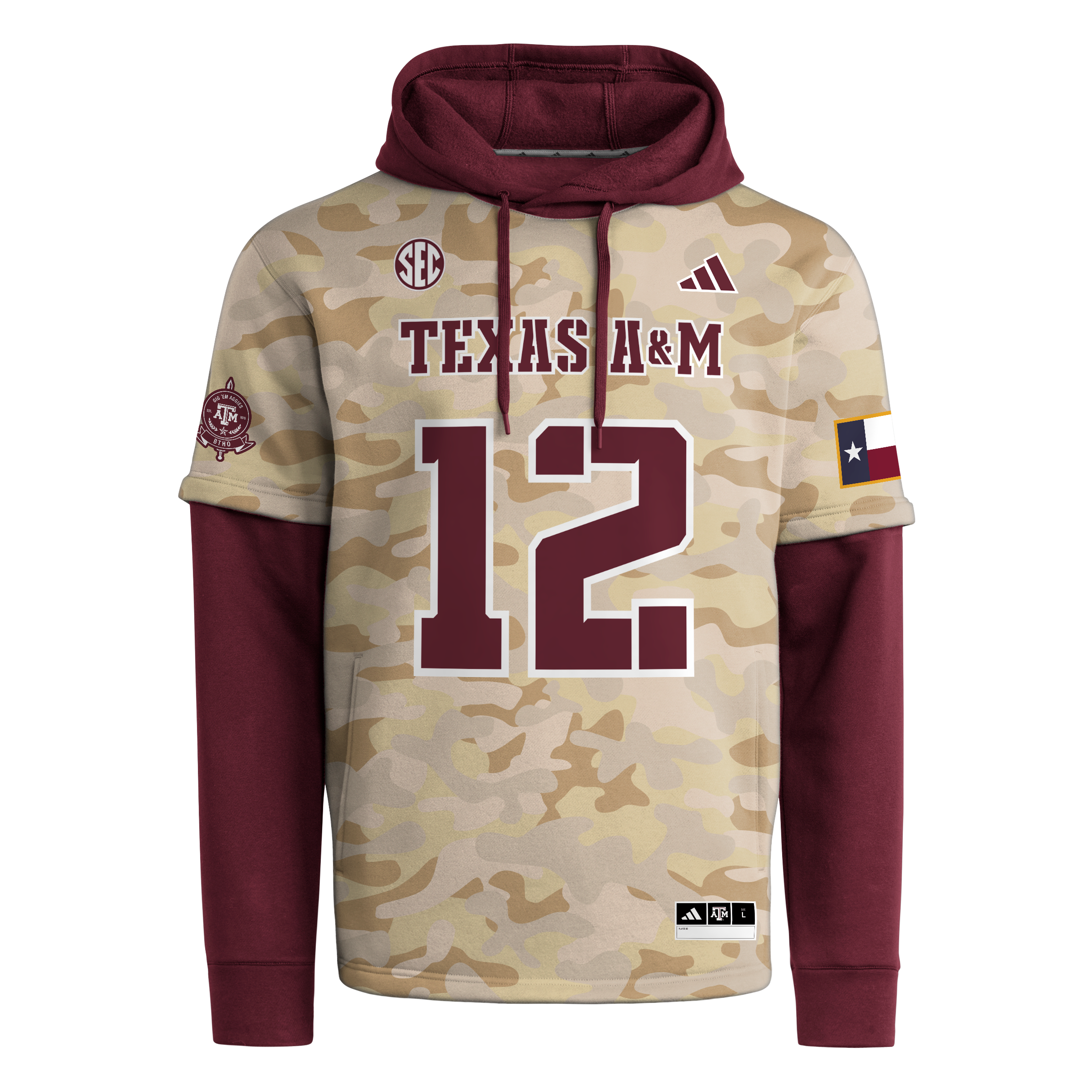 Men's adidas  Maroon Texas A&M Aggies Honor & Support Strategy Jersey Hoodie