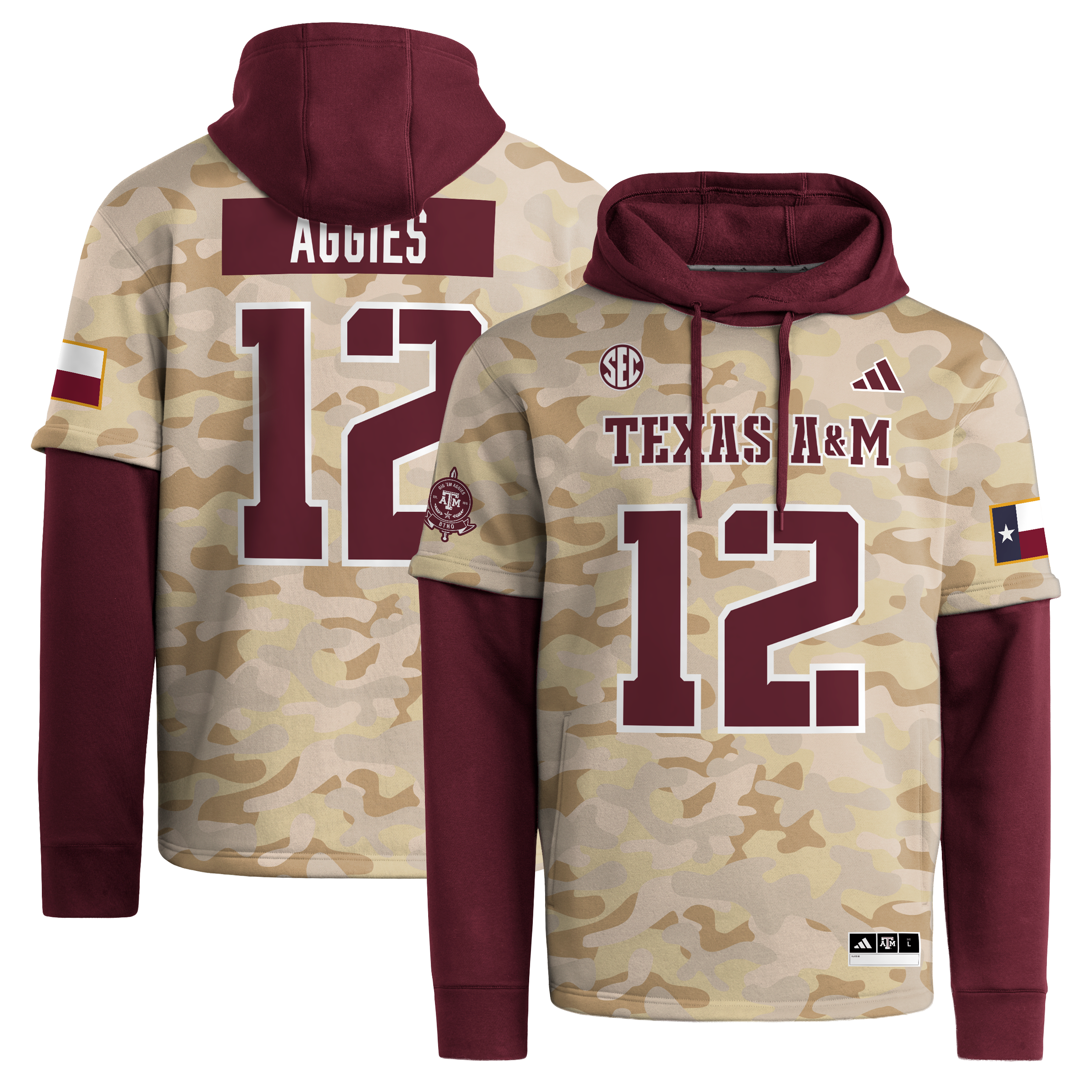 Men's adidas  Maroon Texas A&M Aggies Honor & Support Strategy Jersey Hoodie