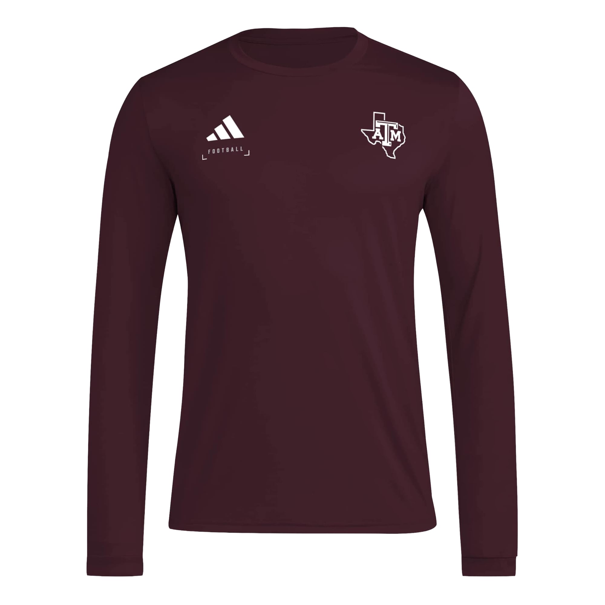 Men's adidas  Maroon Texas A&M Aggies Locker Football Icon AEROREADY Pre-Game Long Sleeve T-Shirt
