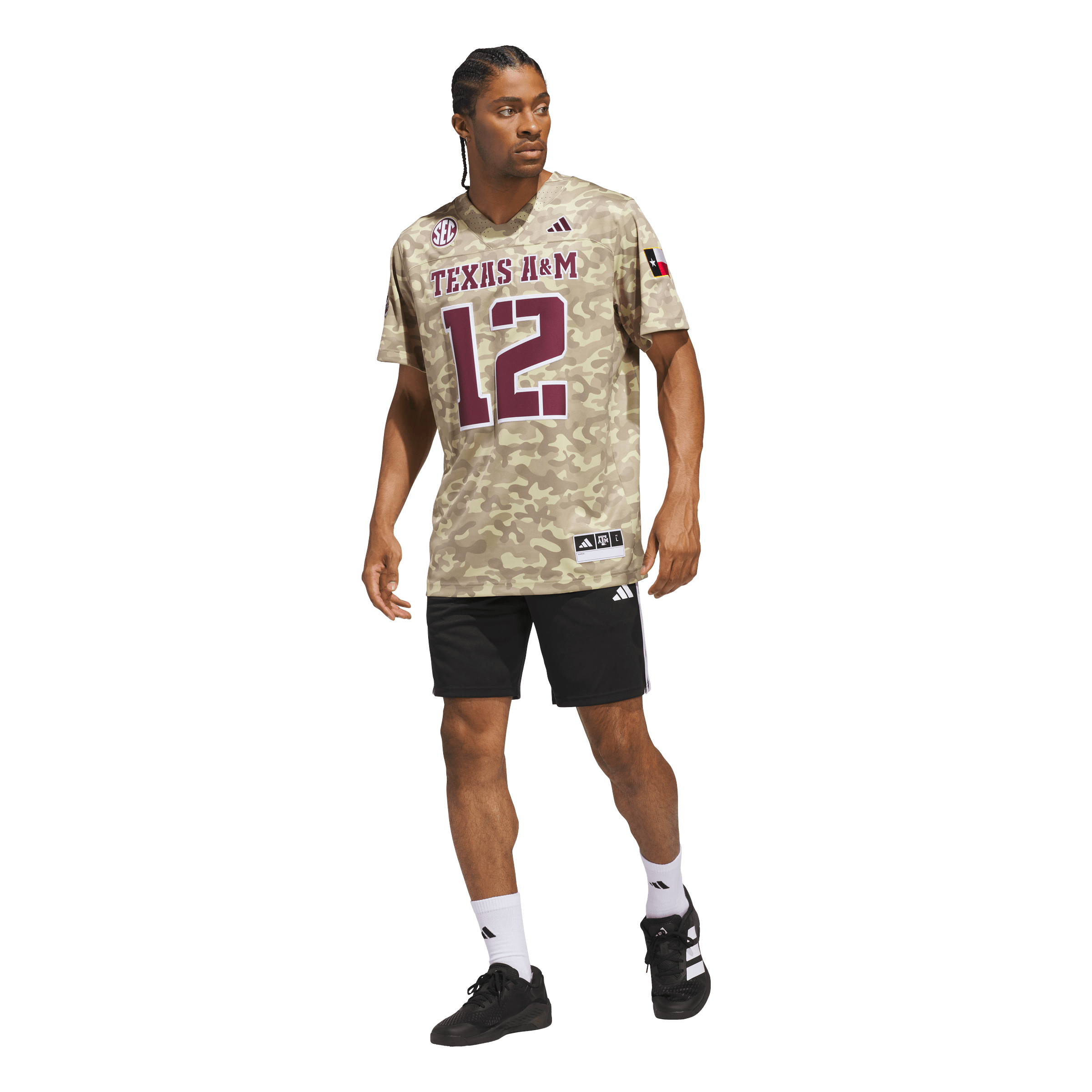 Maillot adidas homme n° 12 beige Texas A&M Aggies Honor & Support Premier Strategy