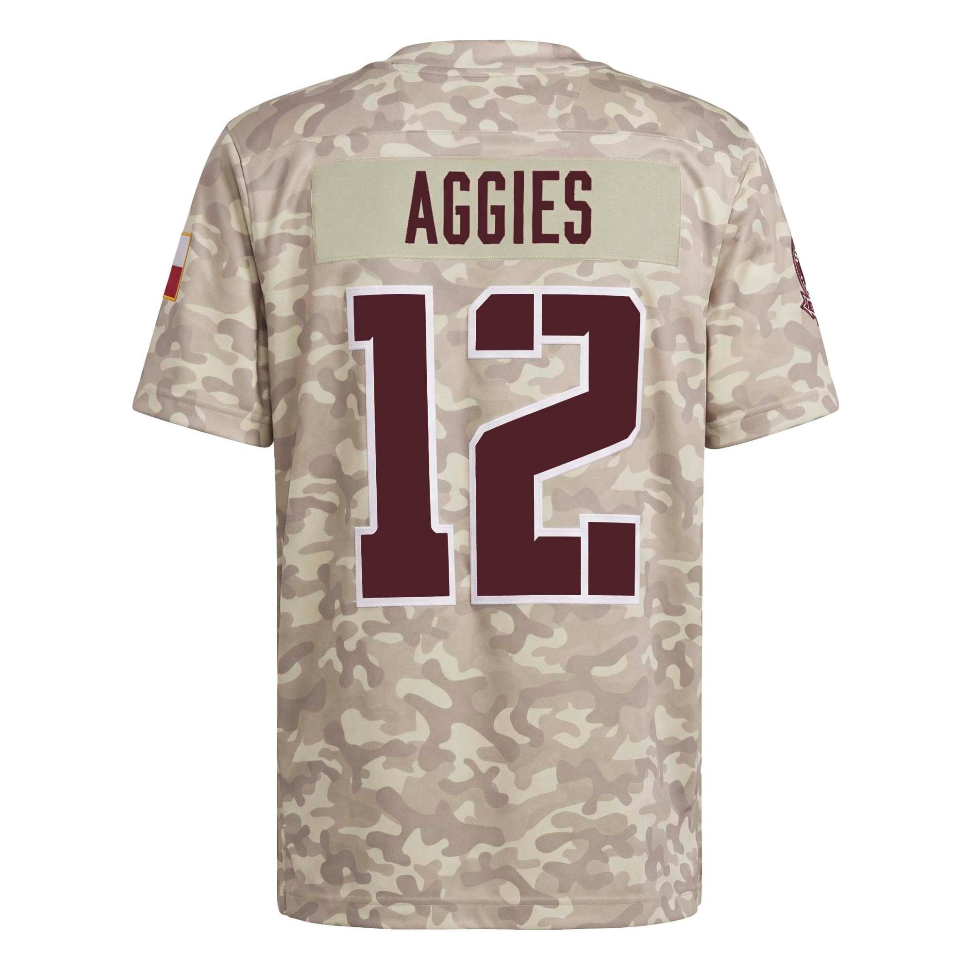 Maillot adidas homme n° 12 beige Texas A&M Aggies Honor & Support Premier Strategy