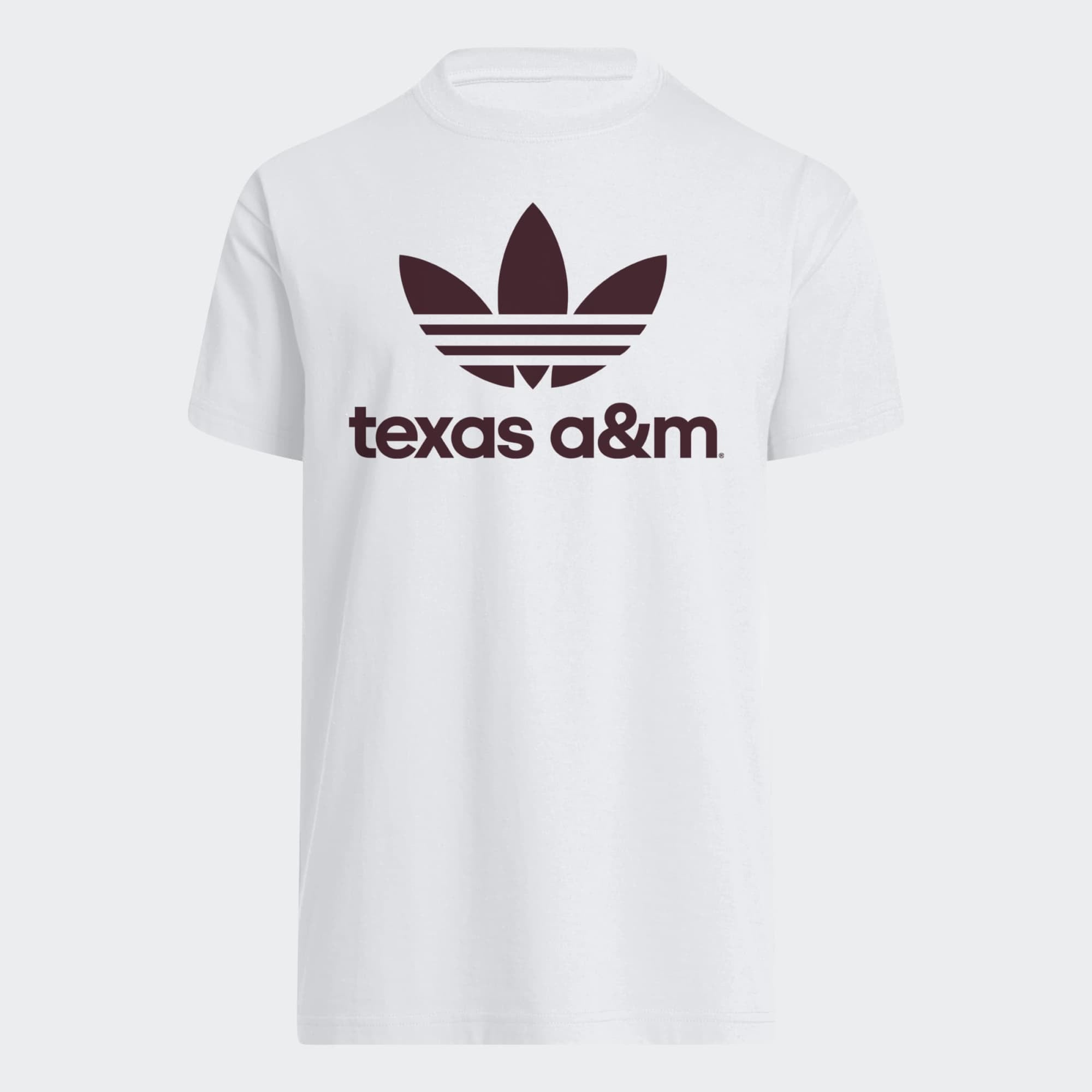 T-shirt adidas Originals blanc pour homme, logo Texas A&M Aggies Trefoil University