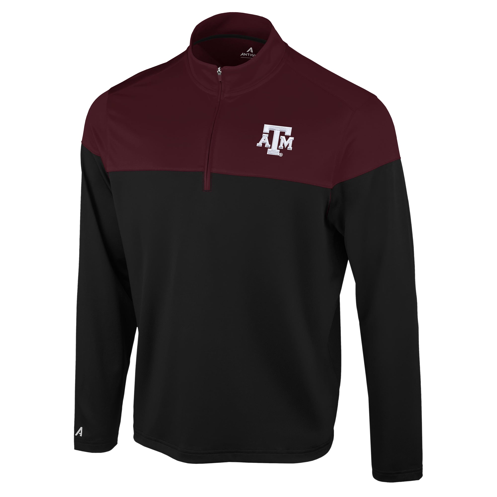Men's Antigua  Black Texas A&M Aggies Hinder Colorblock Quarter-Zip Pullover