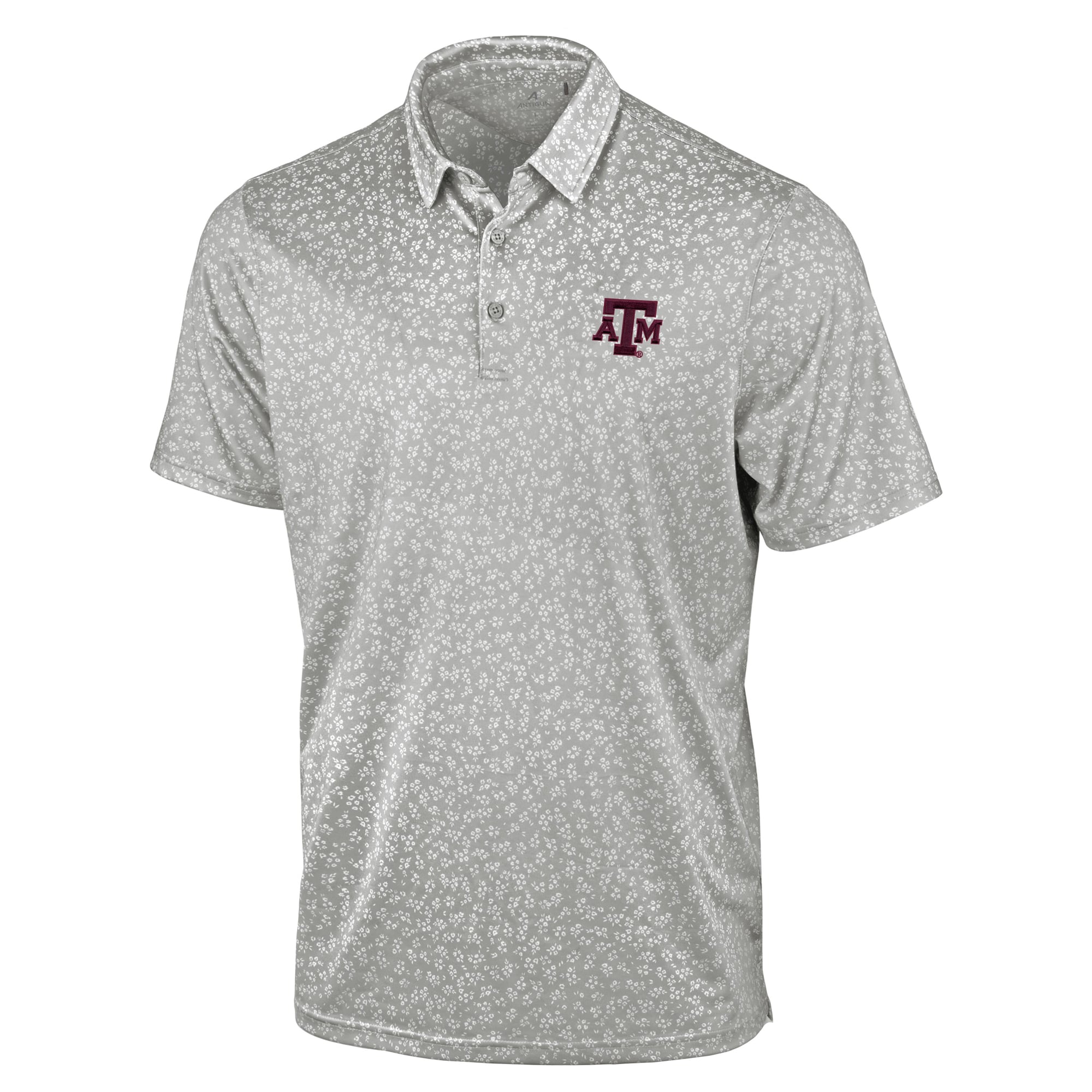 Men's Antigua Gray Texas A&M Aggies Mono Floral Polo