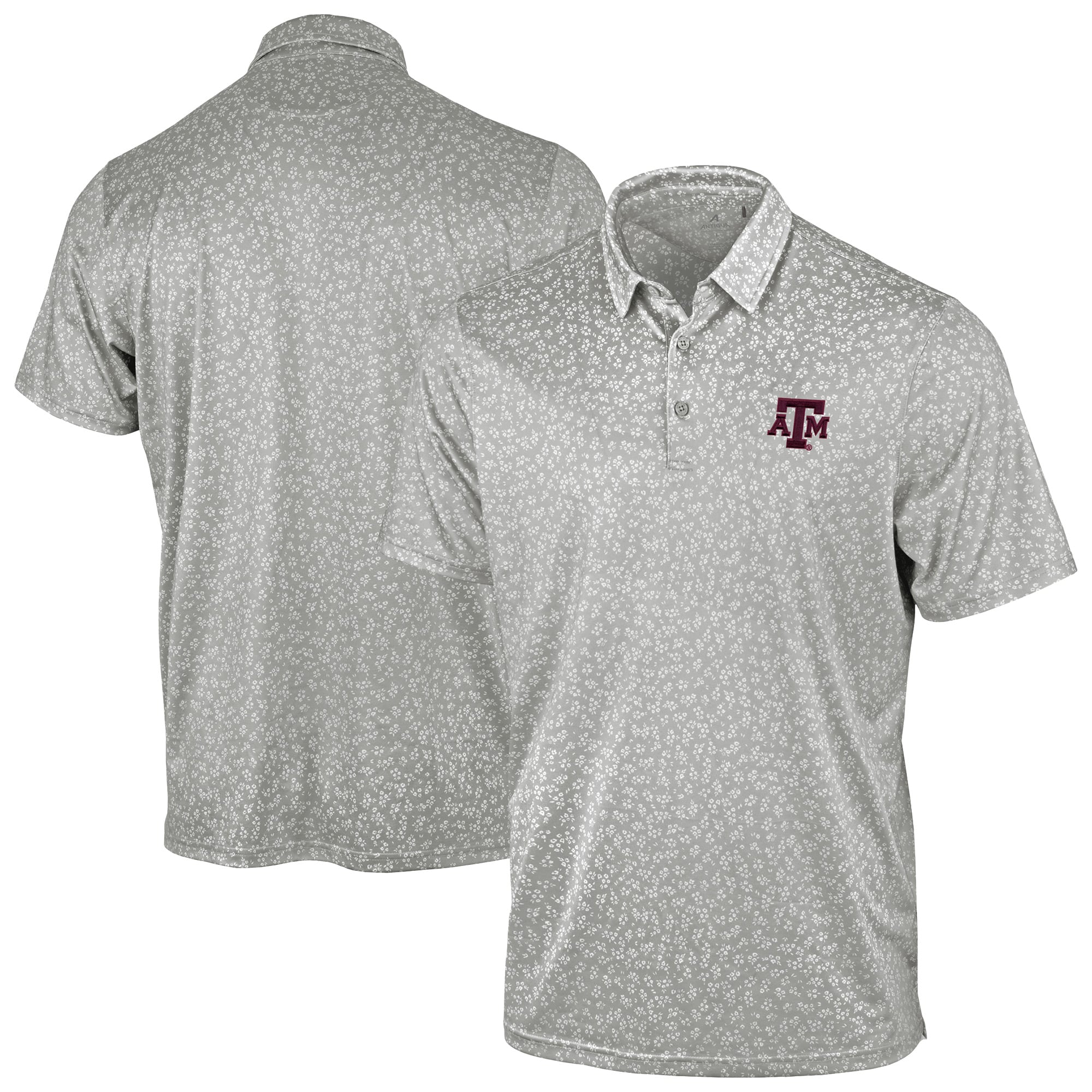 Men's Antigua Gray Texas A&M Aggies Mono Floral Polo