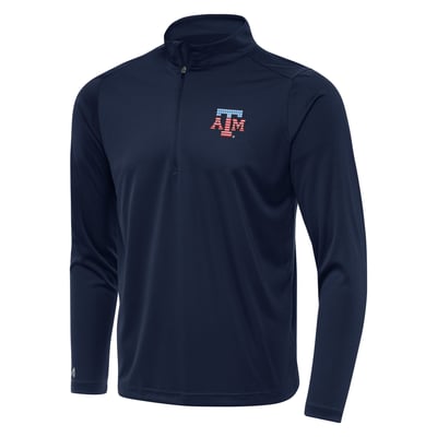 Texas A&M Aggies Antigua Patriotic Logo Tribute Quarter-Zip Pullover - Navy
