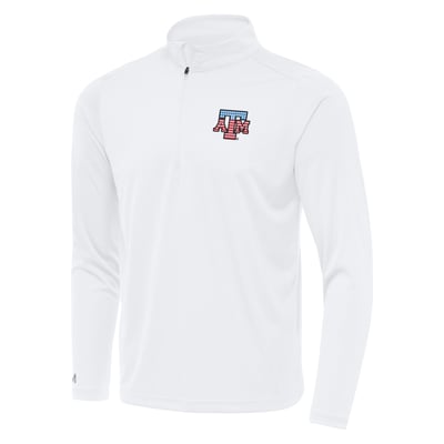 Texas A&M Aggies Antigua Patriotic Logo Tribute Quarter-Zip Pullover - White
