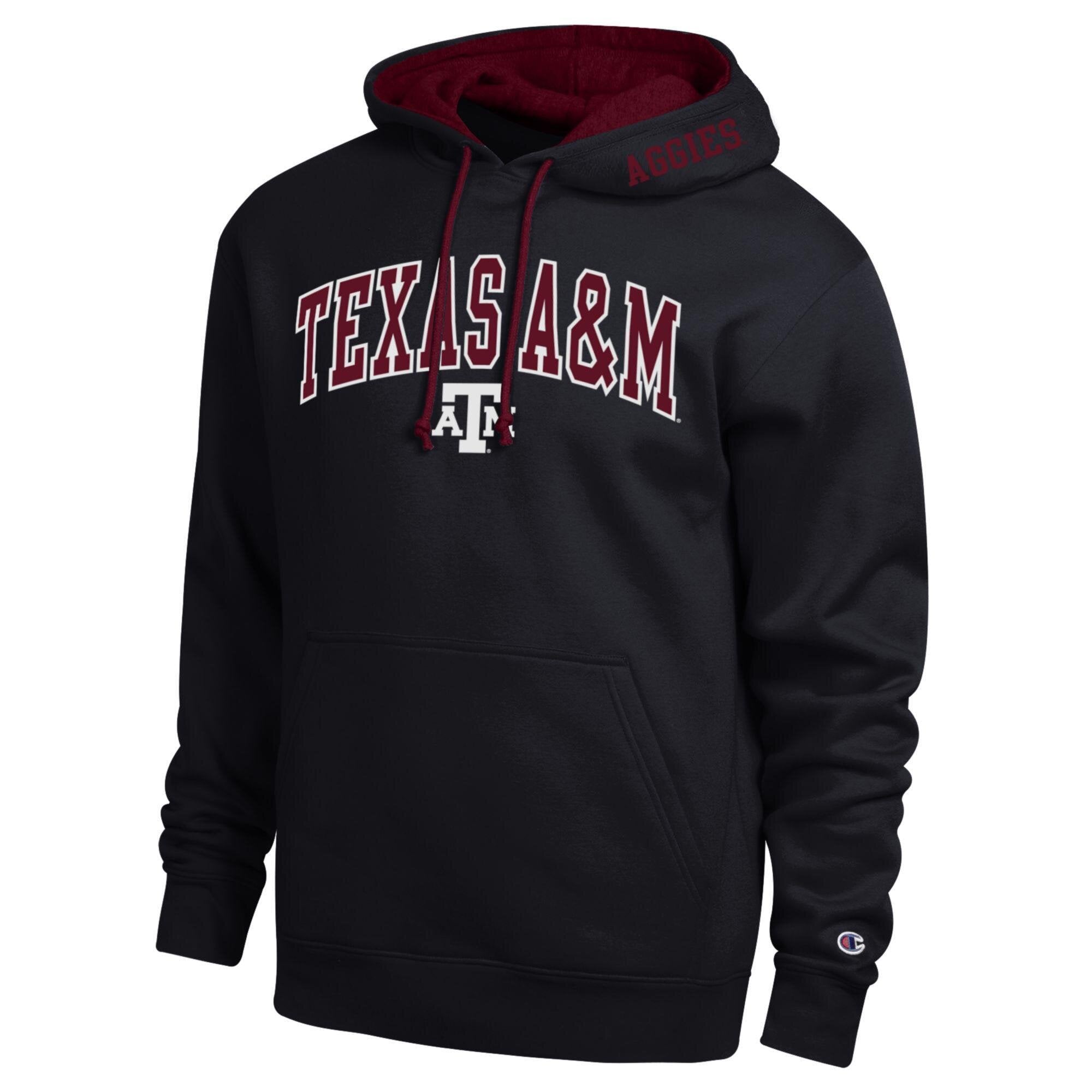 Men's Champion  Black Texas A&M Aggies Arch Tackle Twill Hoodie