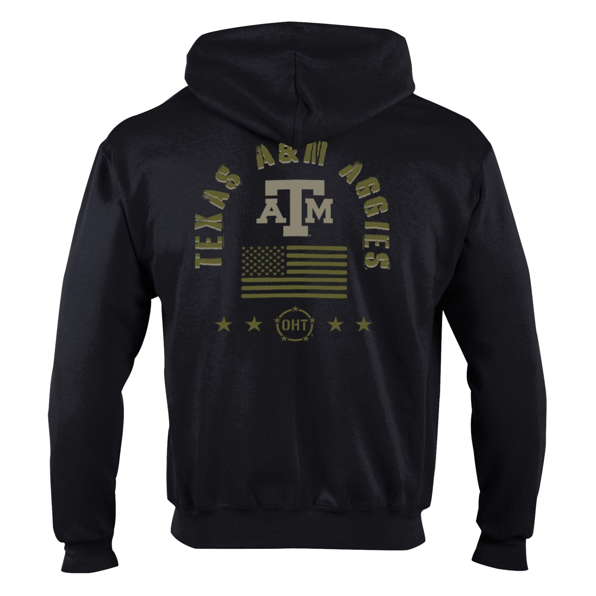 Men's Champion Black Texas A&M Aggies Operation Hat Trick Flag Powerblend Fleece Full-Zip Hoodie
