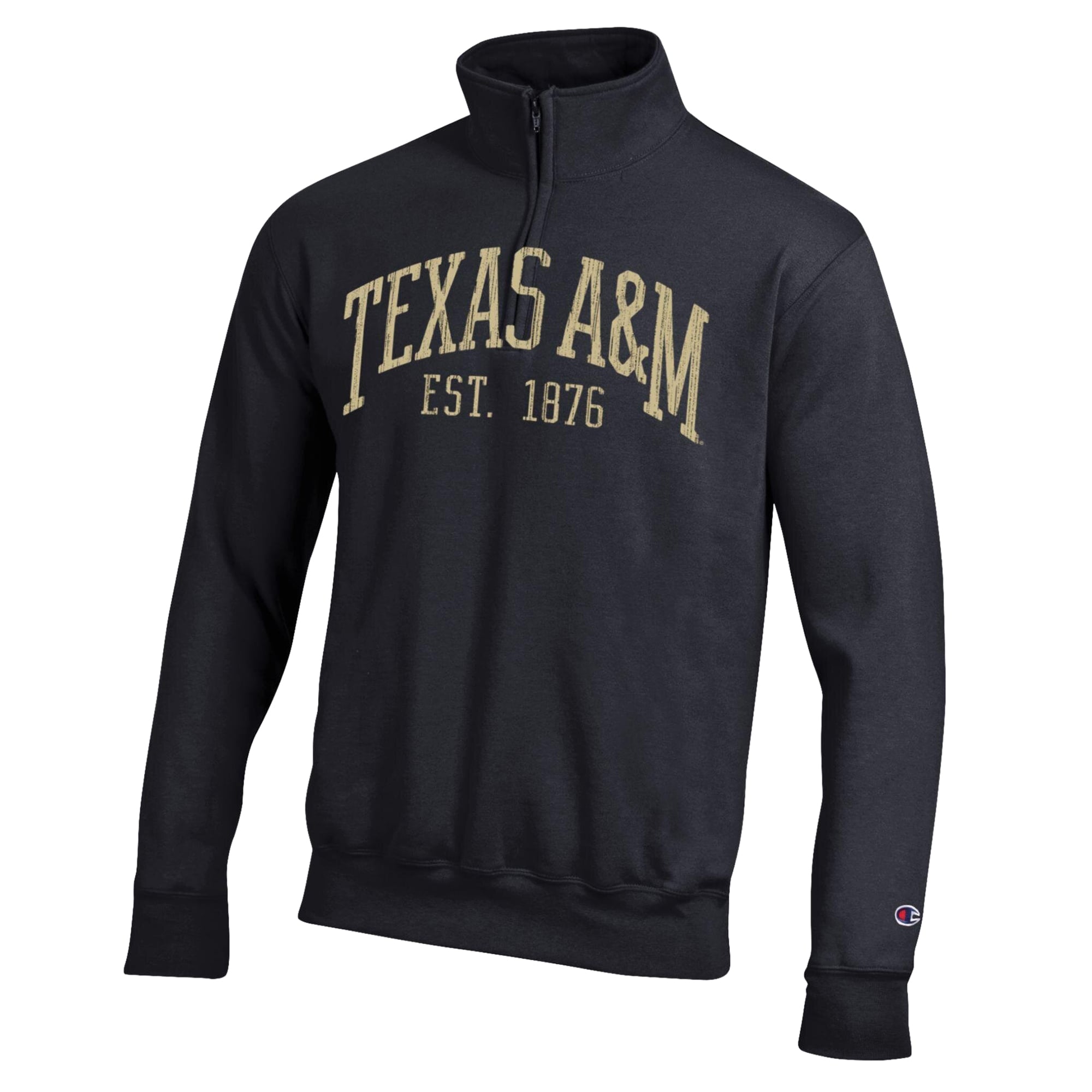 Men's Champion Black Texas A&M Aggies Powerblend Quarter-Zip Pullover