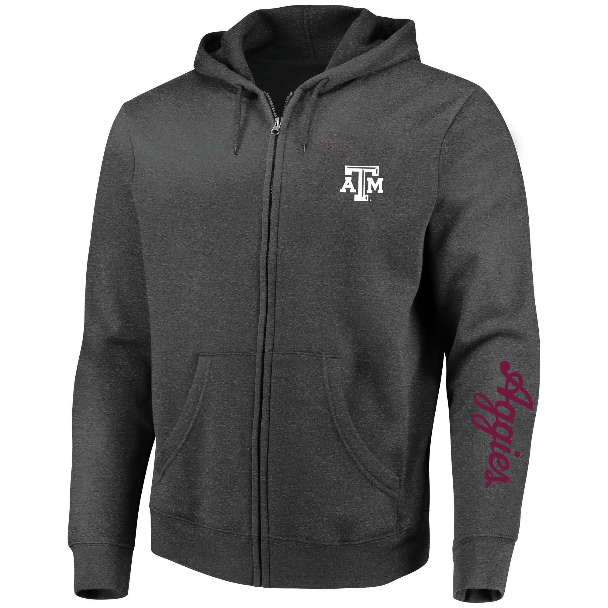 Sweat à capuche zippé Champion Heather Charcoal pour homme, Texas A&M Aggies, grandes tailles