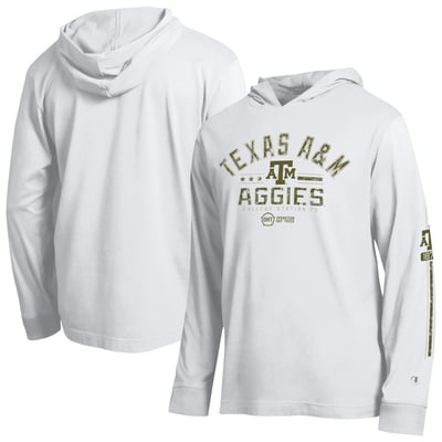  Texas A&M Aggies Champion Operation Hat Trick Sleeve Line Hooded Long Sleeve T-Shirt - White