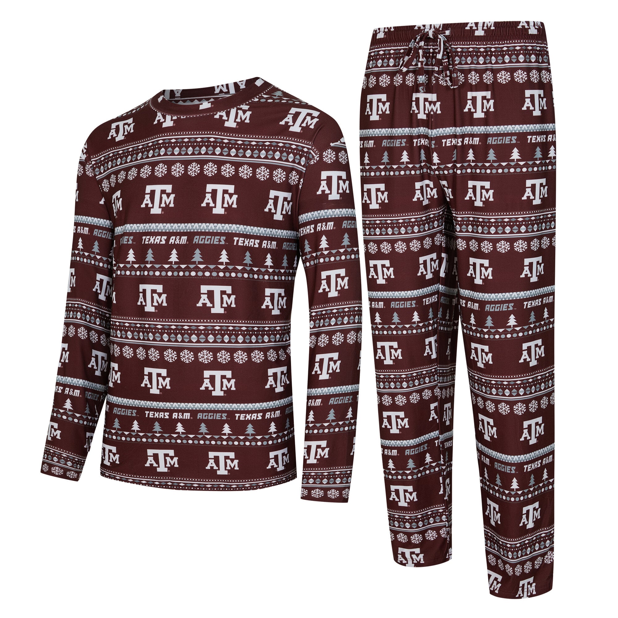 Men's Concepts Sport Maroon Texas A&M Aggies Ugly Sweater Long Sleeve Top and Pants Sleep Set