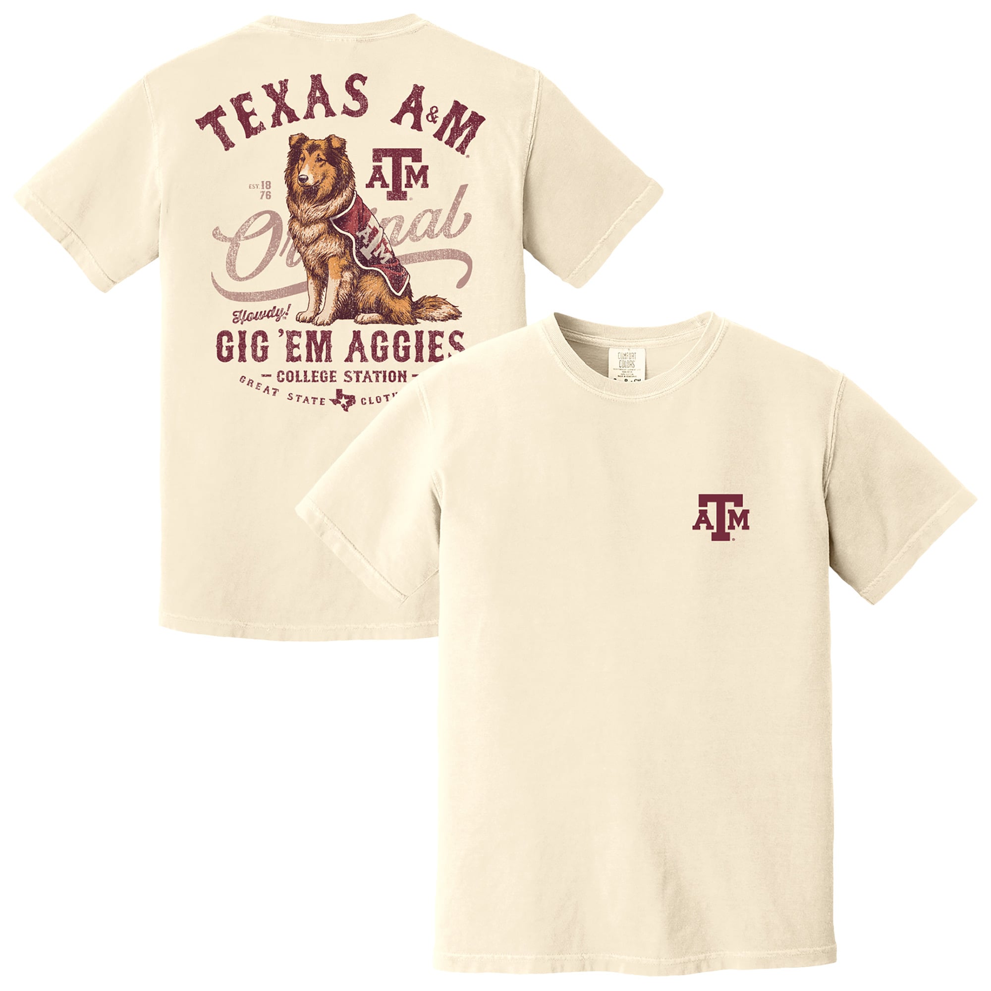 Men's Cream Texas A&M Aggies Vintage Mascot T-Shirt