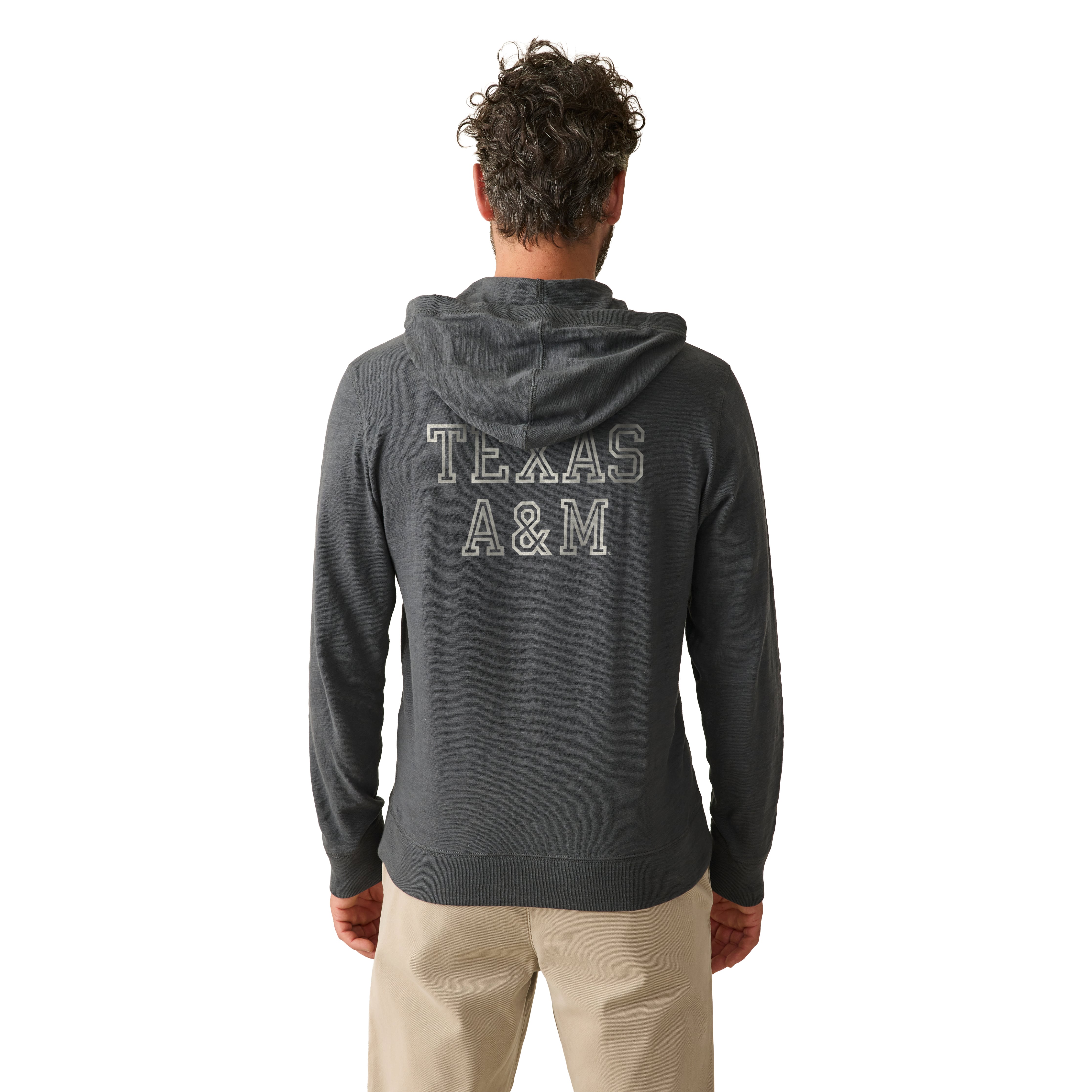 Sweat à capuche FAHERTY pour homme, couleur anthracite, Texas A&M Aggies, en tissu flammé délavé.