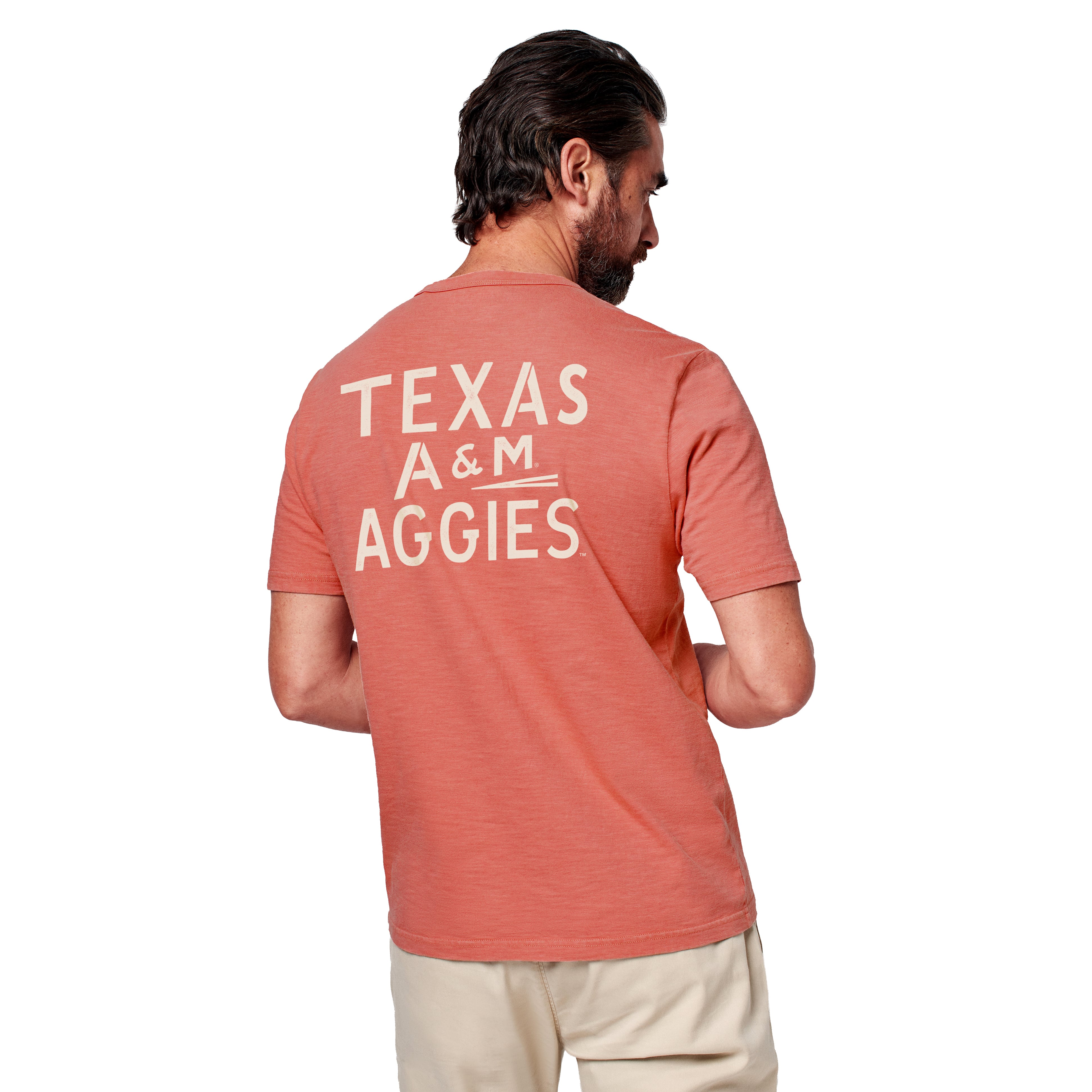 T-shirt à poche FAHERTY corail Texas A&M Aggies pour homme