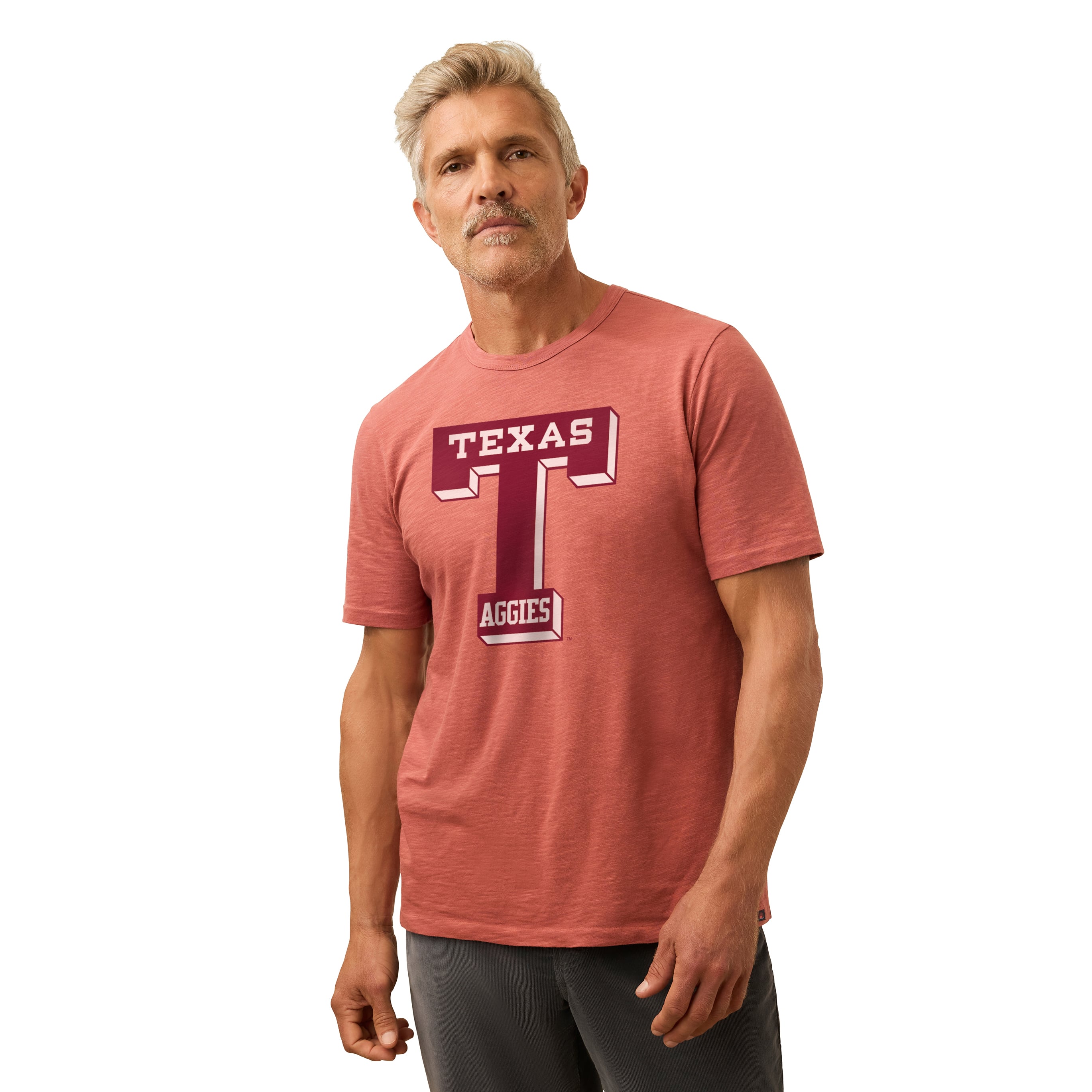 T-shirt homme FAHERTY Coral Texas A&M Aggies délavé au soleil
