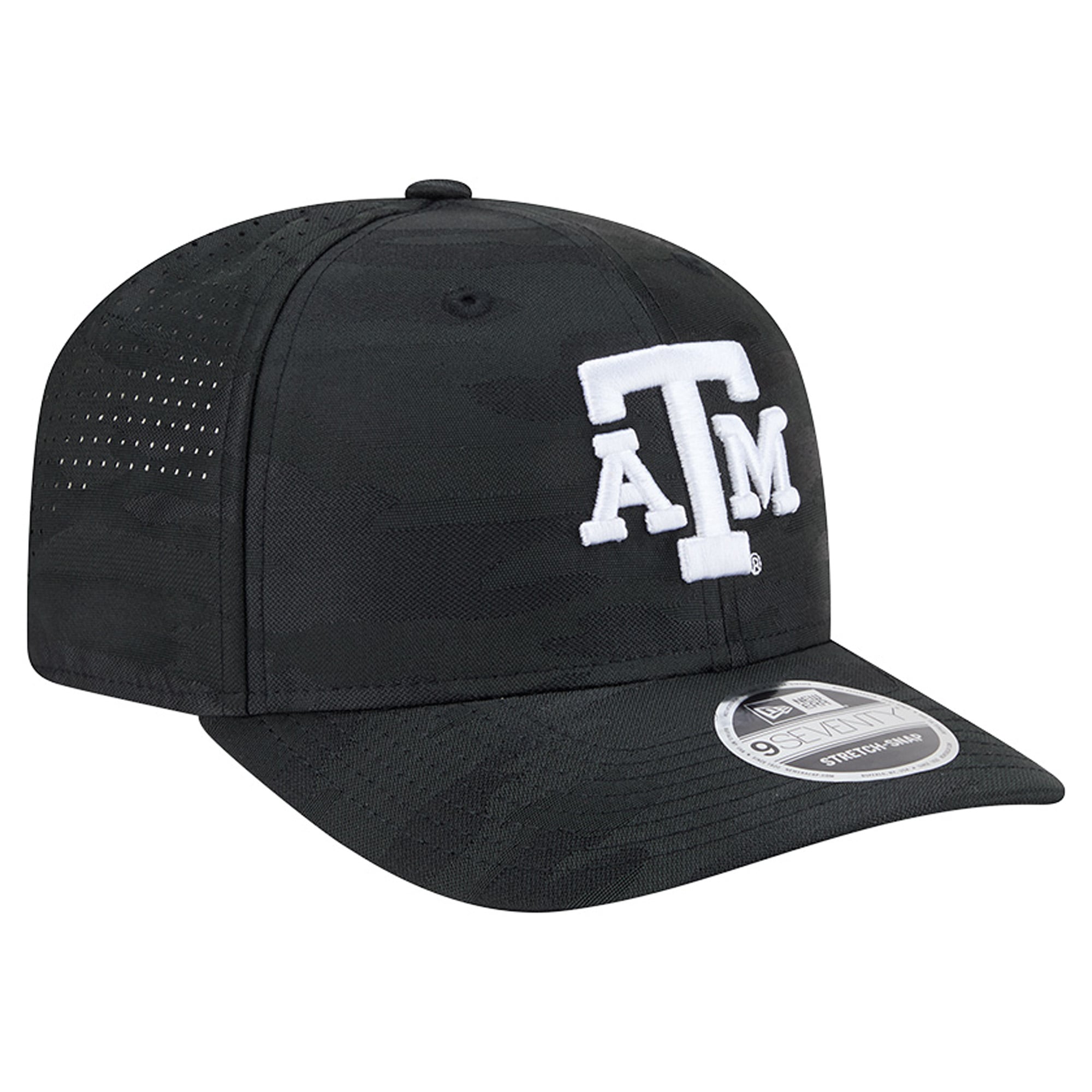 Men's New Era Black Texas A&M Aggies Perforated Camo 9SEVENTY Adjustable Hat