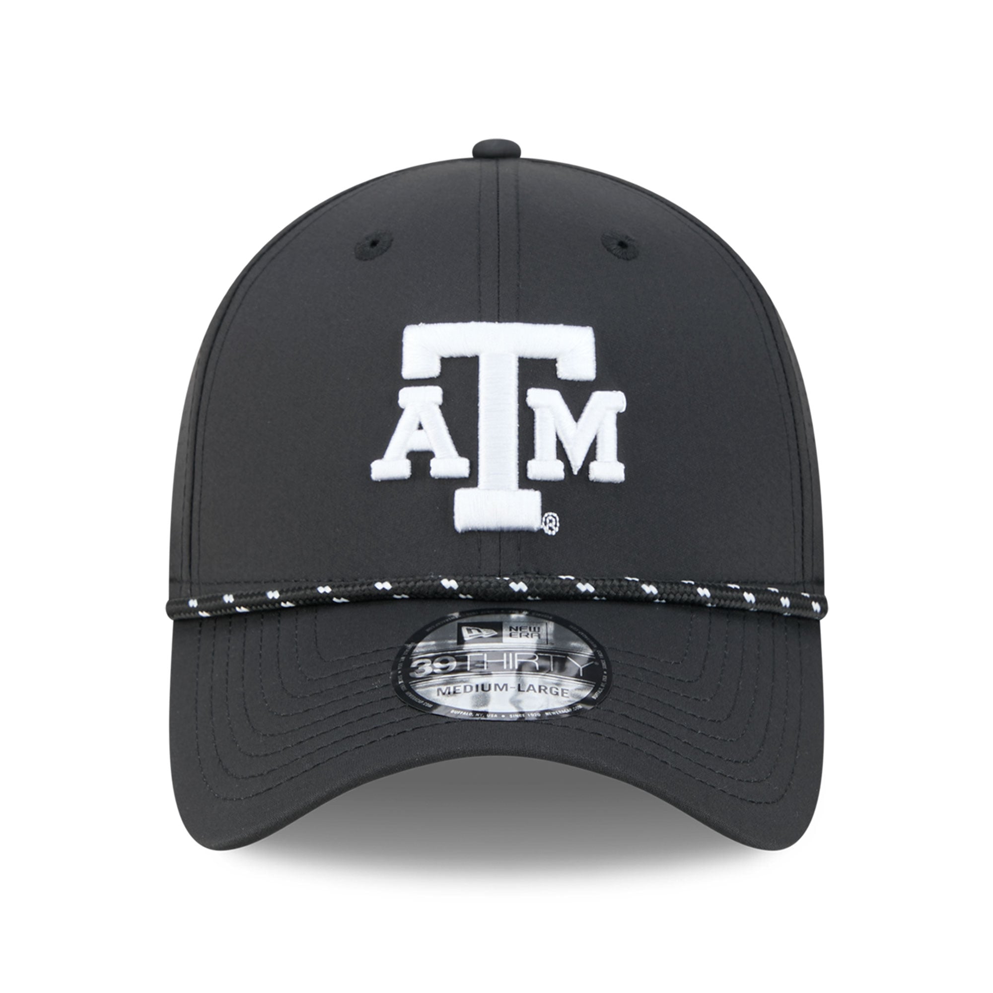 Casquette extensible New Era noire Texas A&M Aggies Performance Rope 39THIRTY pour homme