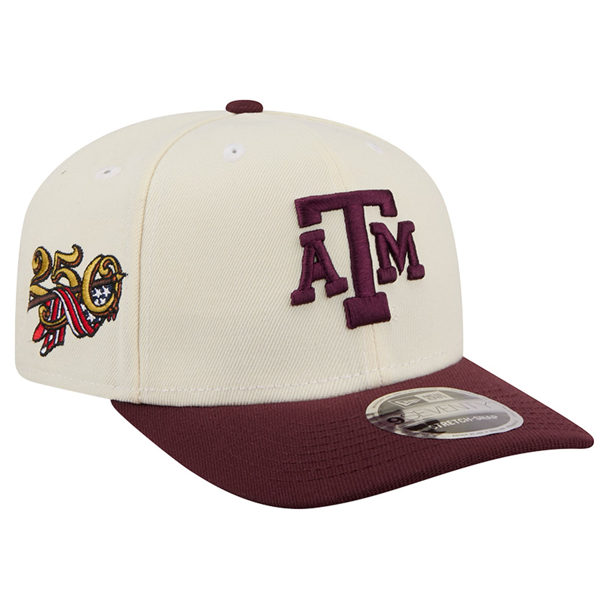 Men's New Era Cream/Maroon Texas A&M Aggies America's 250th 9SEVENTY Adjustable Hat