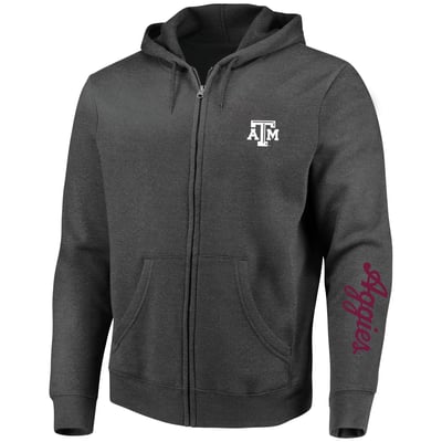 Texas A&M Aggies Profile Big & Tall Full-Zip Hoodie - Heather Charcoal