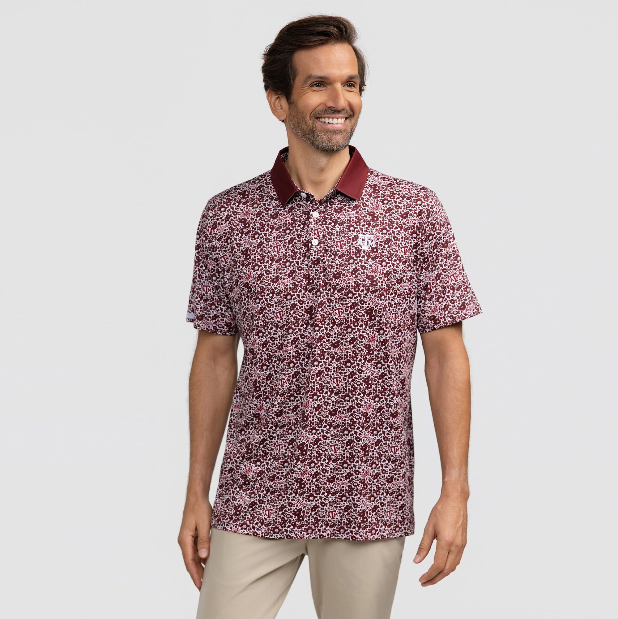 Polo Teddy Smith & Quinn bordeaux Texas A&M Aggies Poppies pour homme