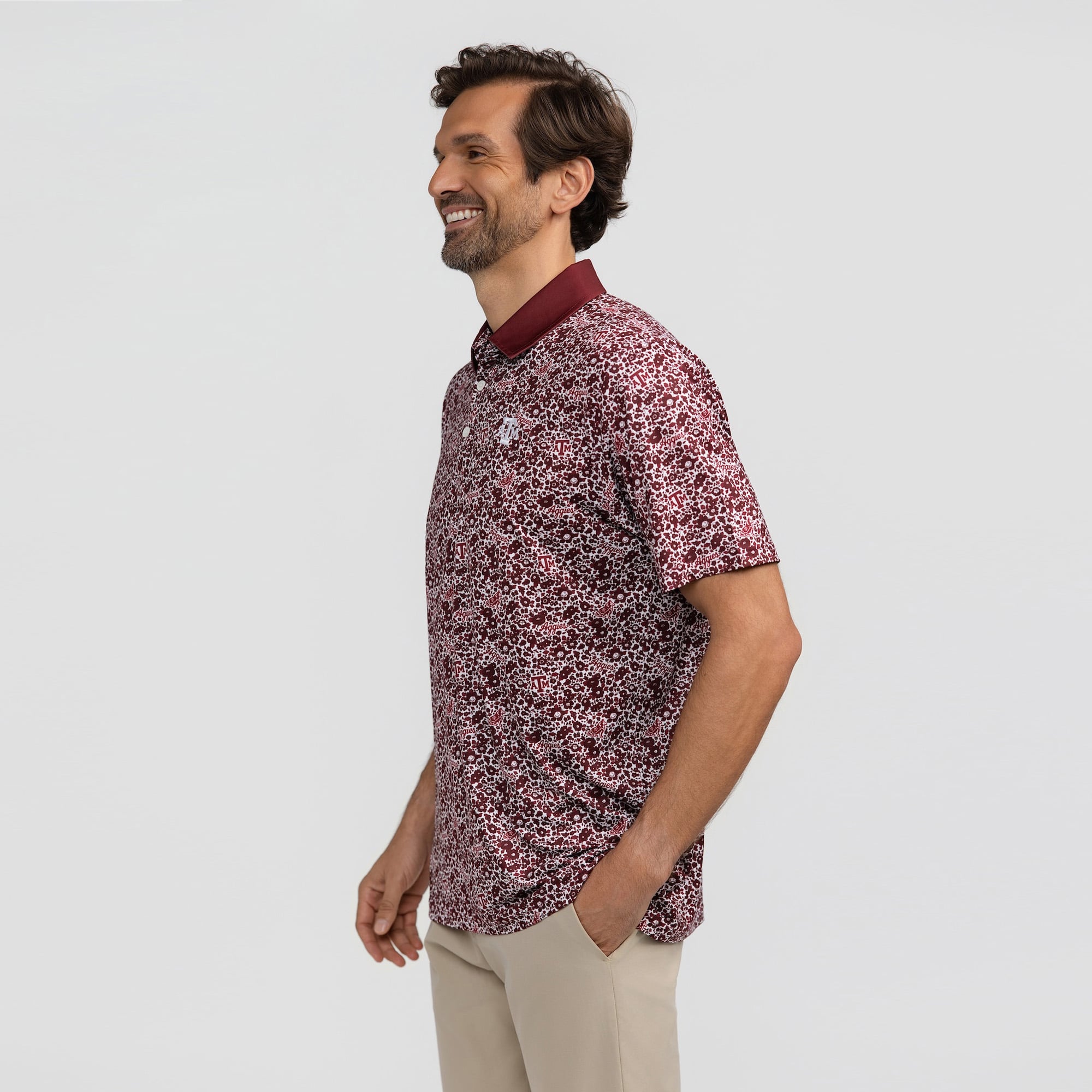 Polo Teddy Smith & Quinn bordeaux Texas A&M Aggies Poppies pour homme