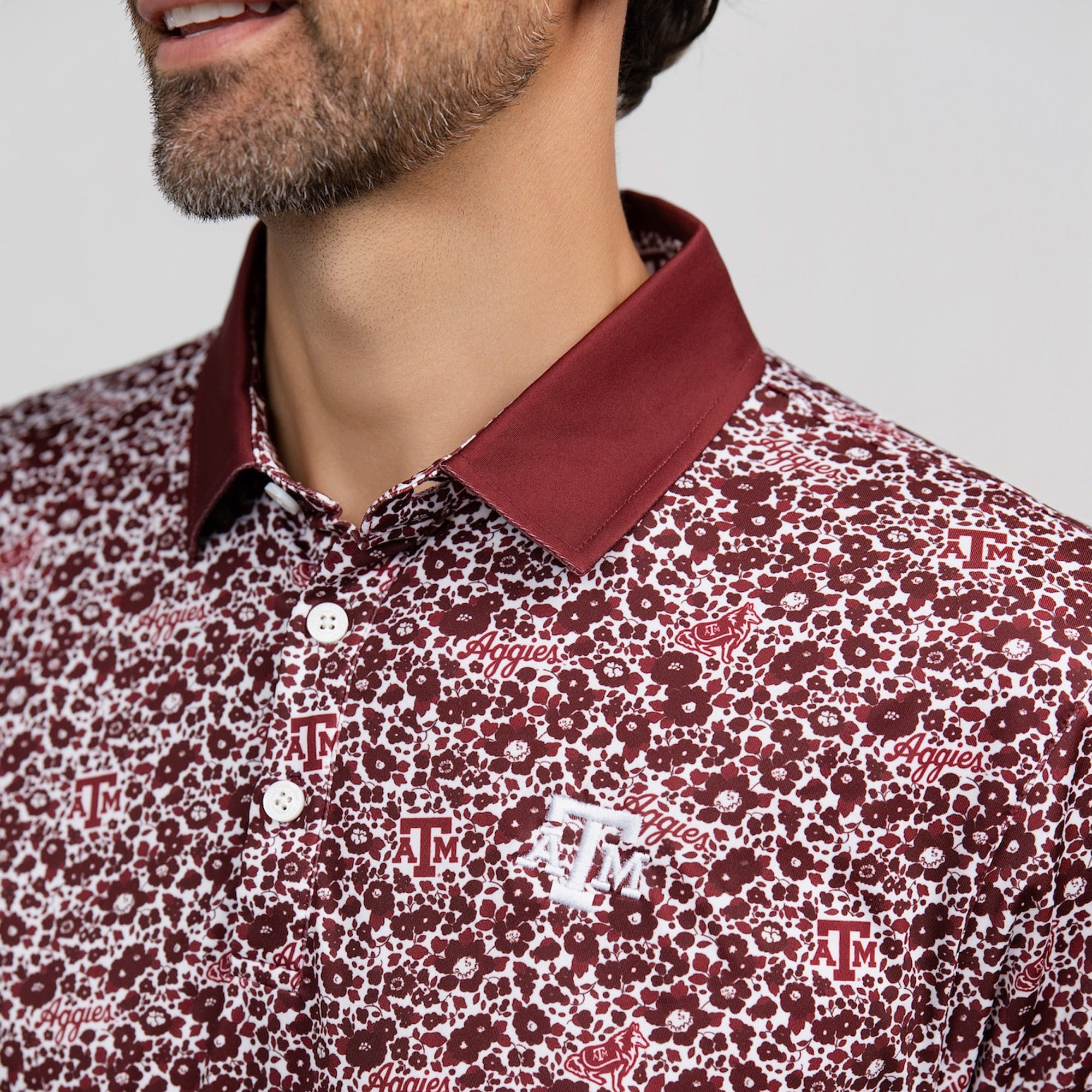 Polo Teddy Smith & Quinn bordeaux Texas A&M Aggies Poppies pour homme