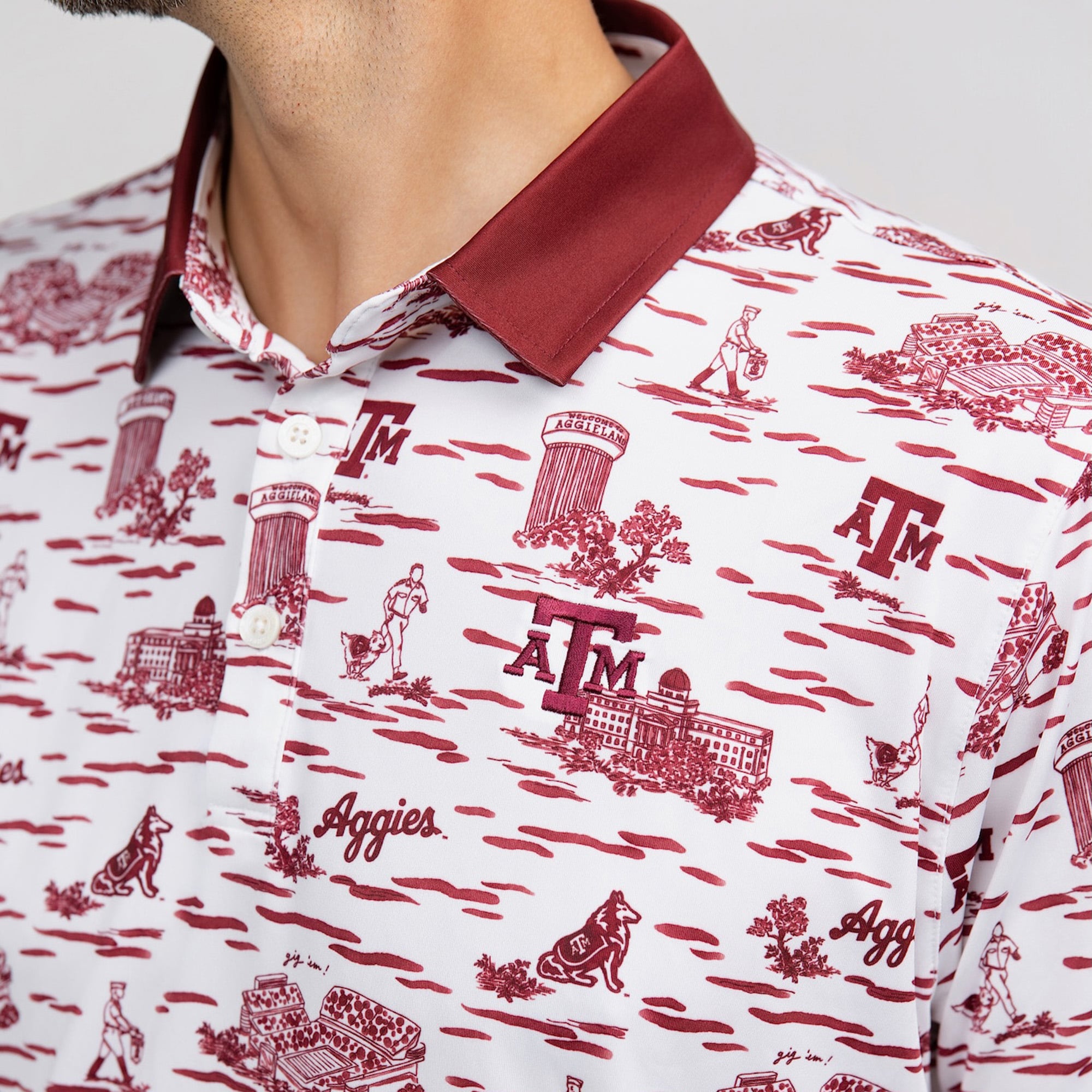 Polo Teddy blanc Smith & Quinn Texas A&M Aggies Toile pour homme
