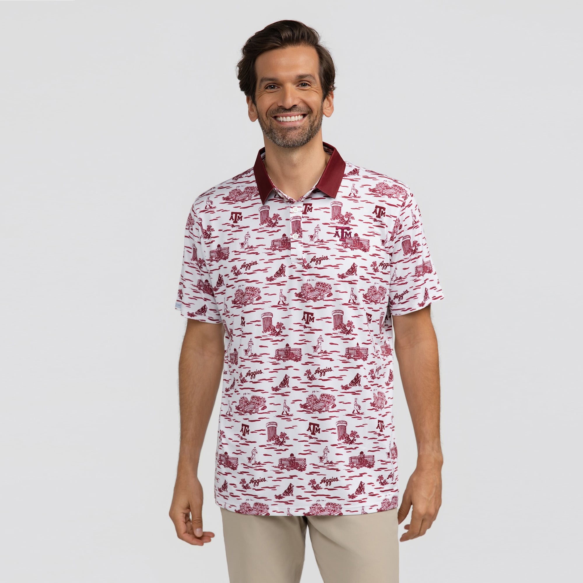 Polo Teddy blanc Smith & Quinn Texas A&M Aggies Toile pour homme