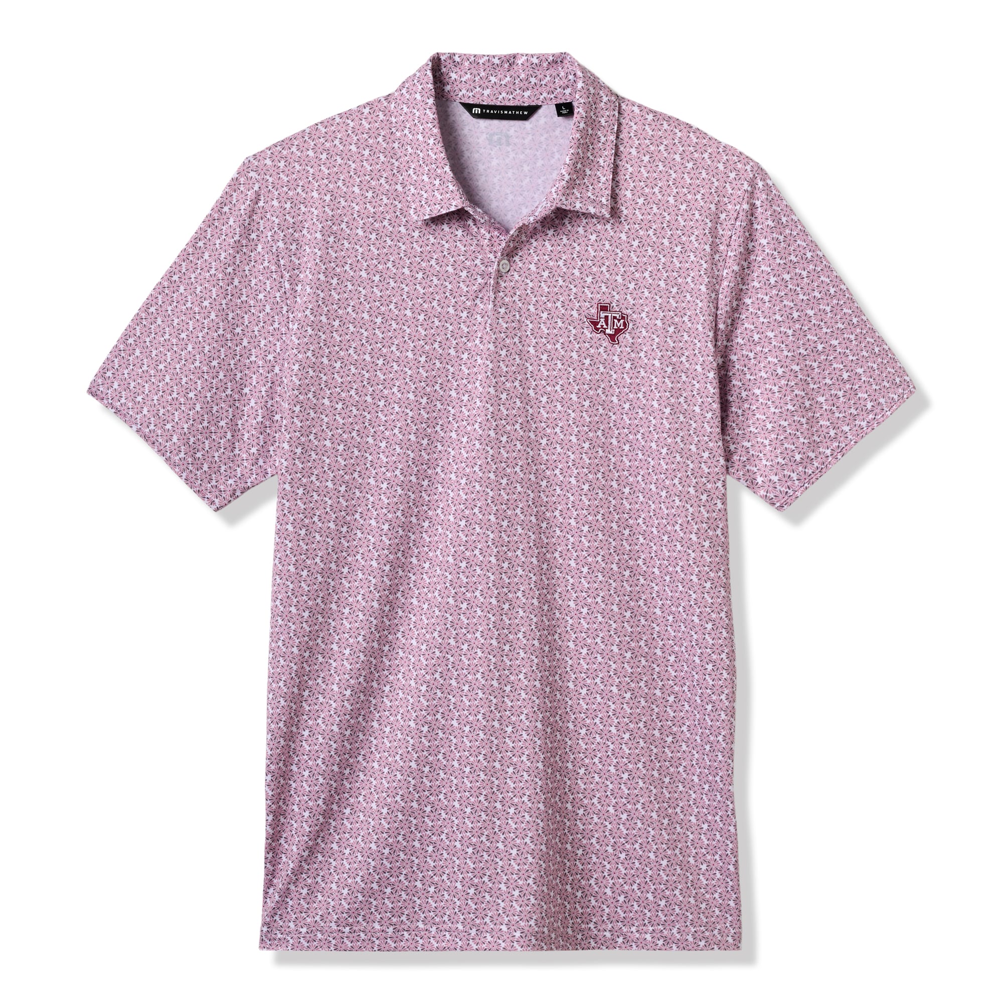 Polo homme TravisMathew blanc/bordeaux Texas A&M Aggies College Bound en mélange de trois matières