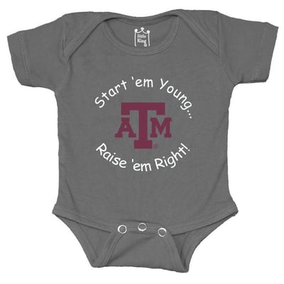 Texas A&M Aggies Little King Newborn & Infant Start 'Em Young Bodysuit - Charcoal