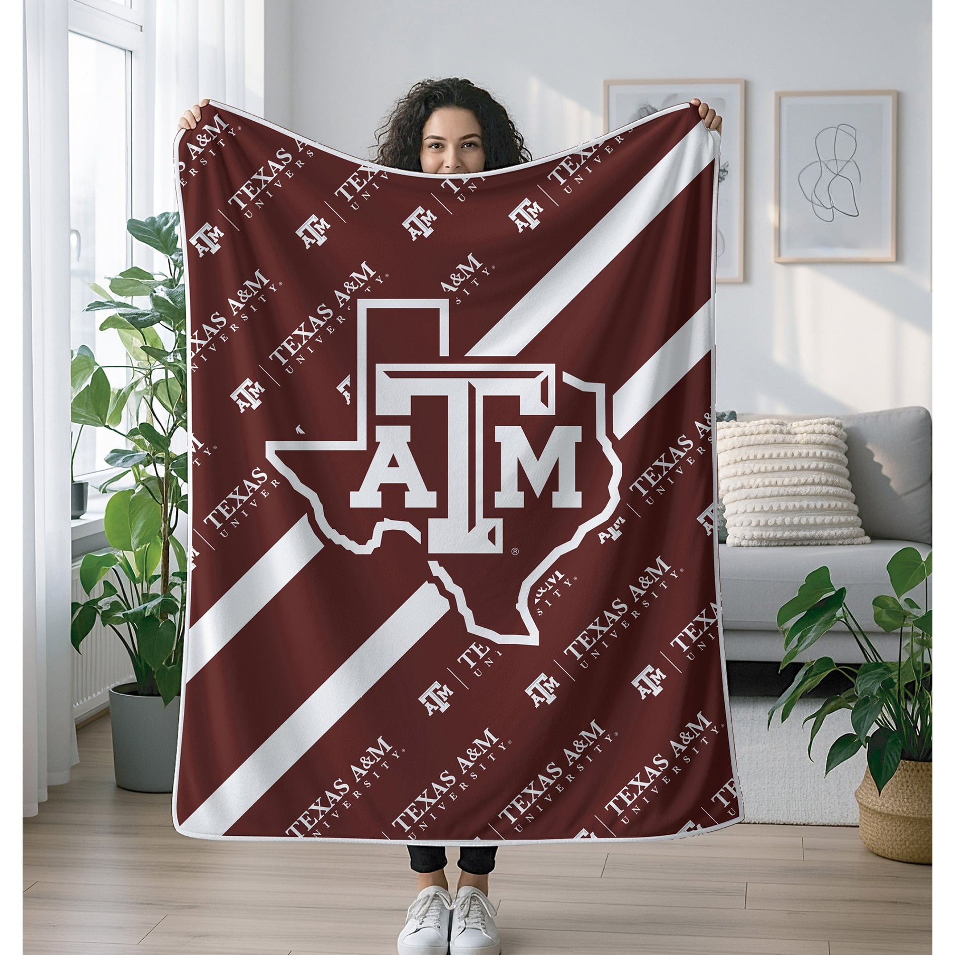 Pegasus Texas A&M Aggies 60" x 70" Diagonal Lined Wordmark Ultra Soft Blanket